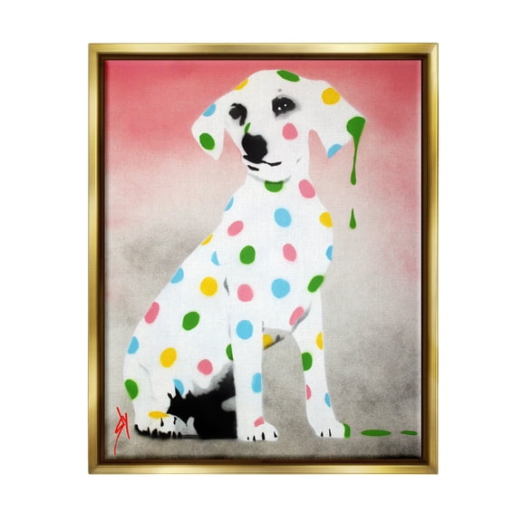 Stupell Industries Street Style Dalmatian Dog Pattern Animals & Insects Painting Gold Floater Framed Art Print Wall Art
