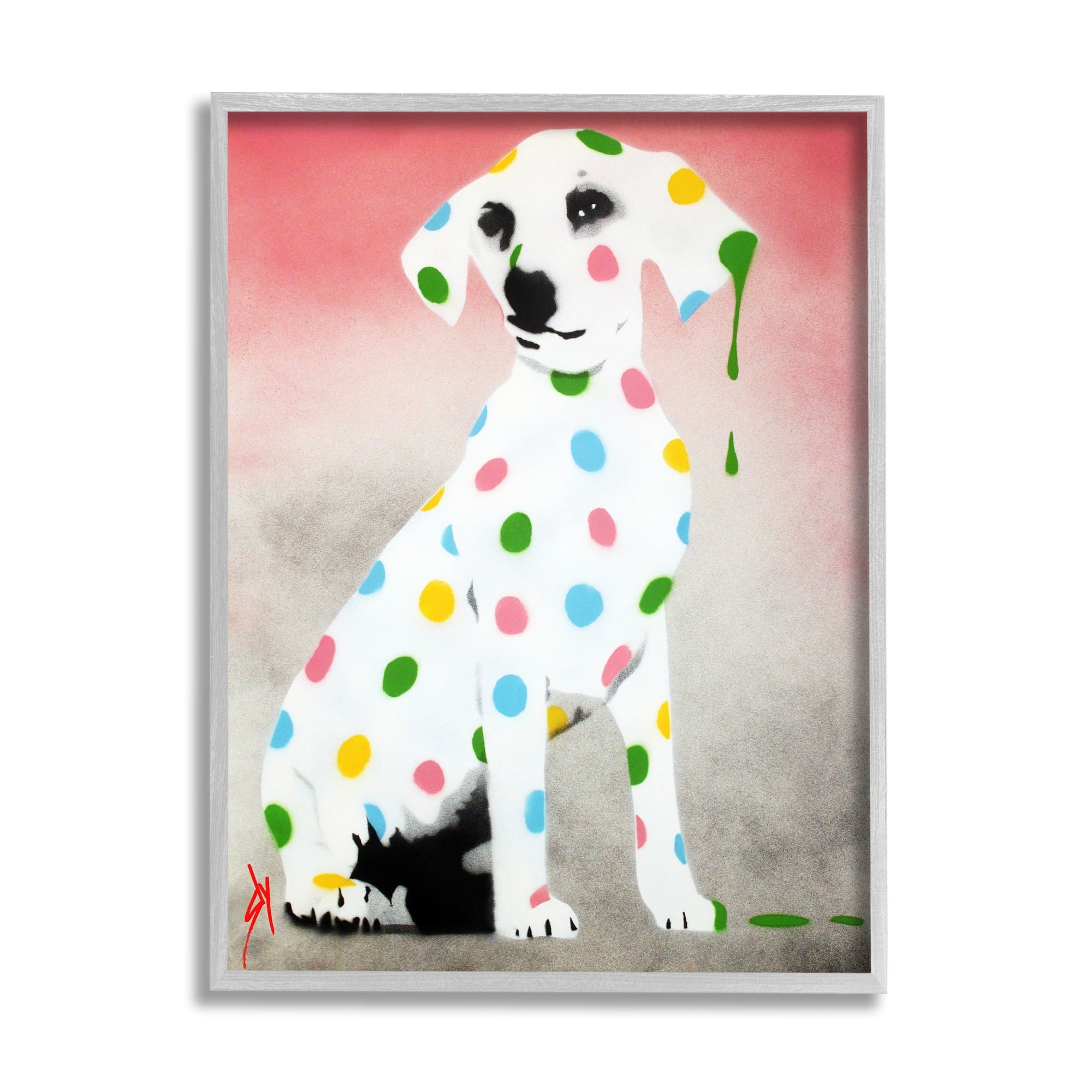 Stupell Industries Street Style Dalmatian Dog Pattern Animals & Insects Painting Gray Framed Art Print Wall Art