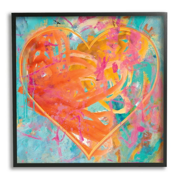 Stupell Industries Street Style Graffiti Heart Shape Bold Paint Splatter Painting Black Framed Art Print Wall Art, Design by Porter Hastings
