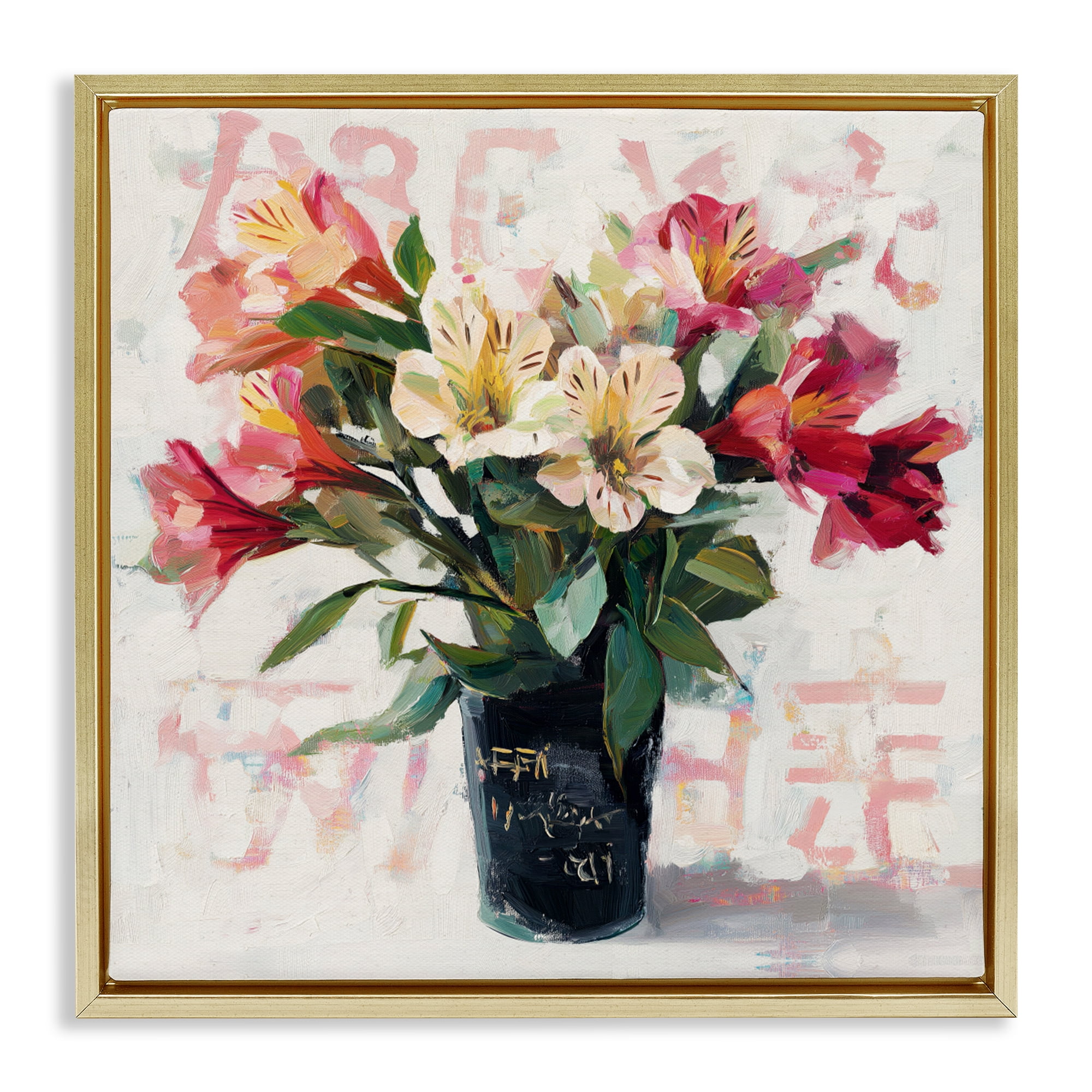 Stupell Industries Street Style Harmony Bouquet Gold Framed Floater Canvas Wall Art, design by Svetlana Aleynikova