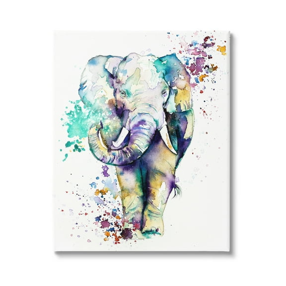 Stupell Industries Street Style Speckled Elephant Paint Splatter Animal Graphic Art Gallery Wrapped Canvas Print Wall Art, Design by Emma Catherine Debs