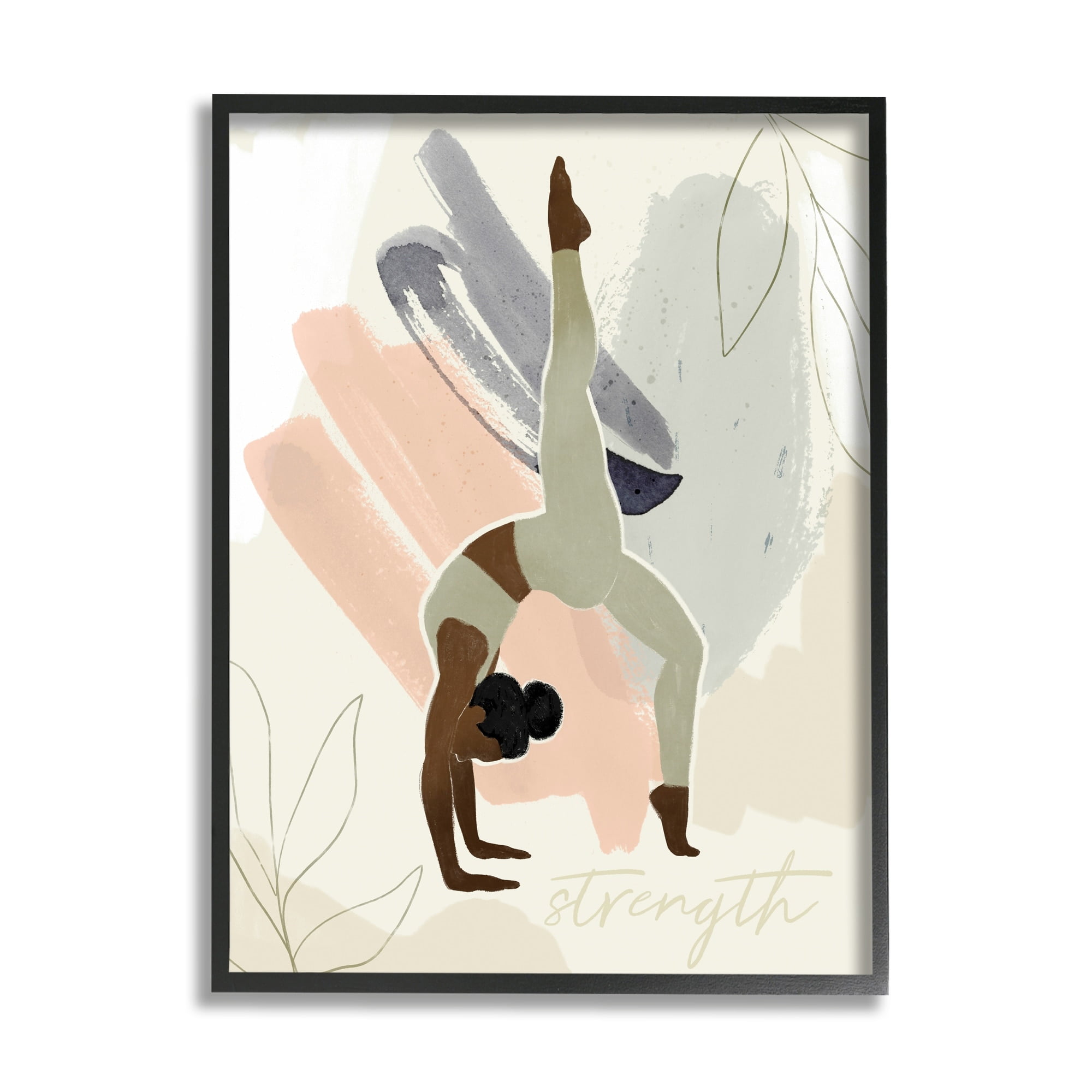 Stupell Industries Strength Abstract Leaf Simple Yoga Fitness Person, 16 x 20, Design by Victoria Barnes