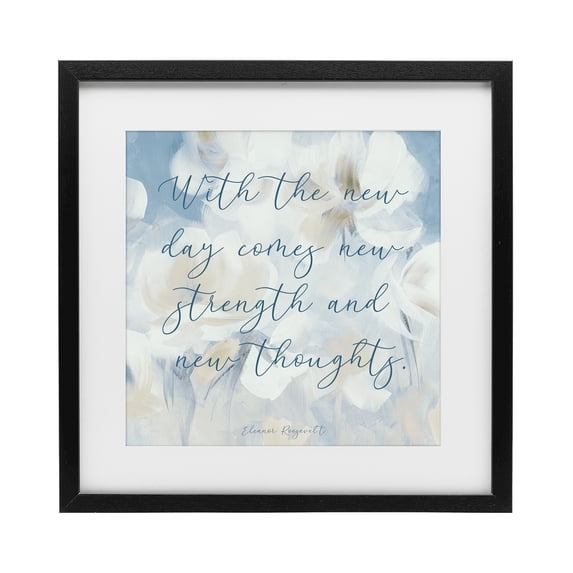 Stupell Industries Farmhouse Strength & New Thoughts Quote Black Framed Print Under Glass, 16 x 16, by Lanie Loreth
