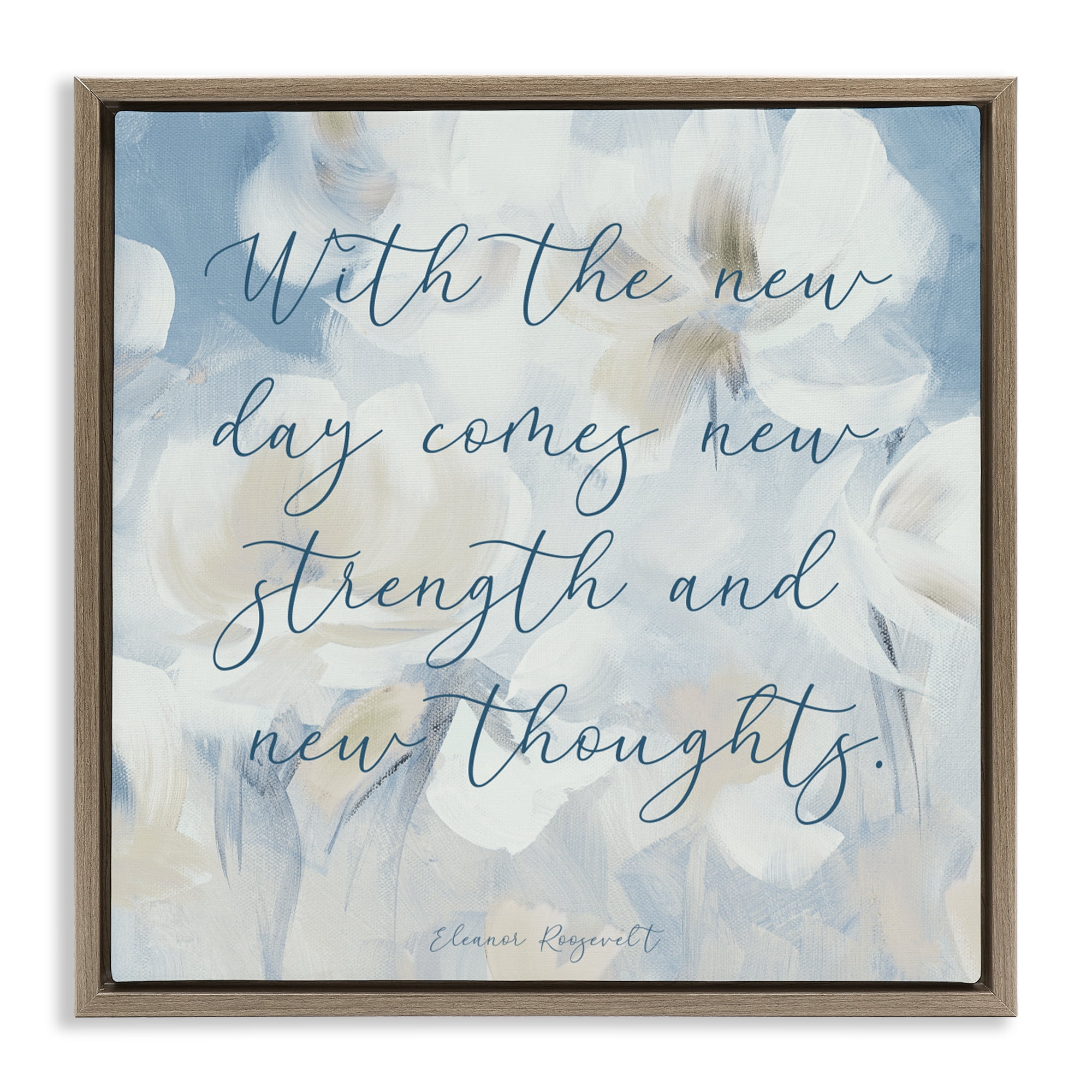 Stupell Industries Strength & New Thoughts Quote Brown Framed Floater Canvas Wall Art, design by Lanie Loreth