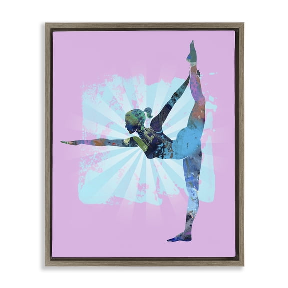 Stupell Industries Stretching Mindful Exercise Sports Painting Brown Floater Framed Canvas Art Print Wall Art, 17 x 21