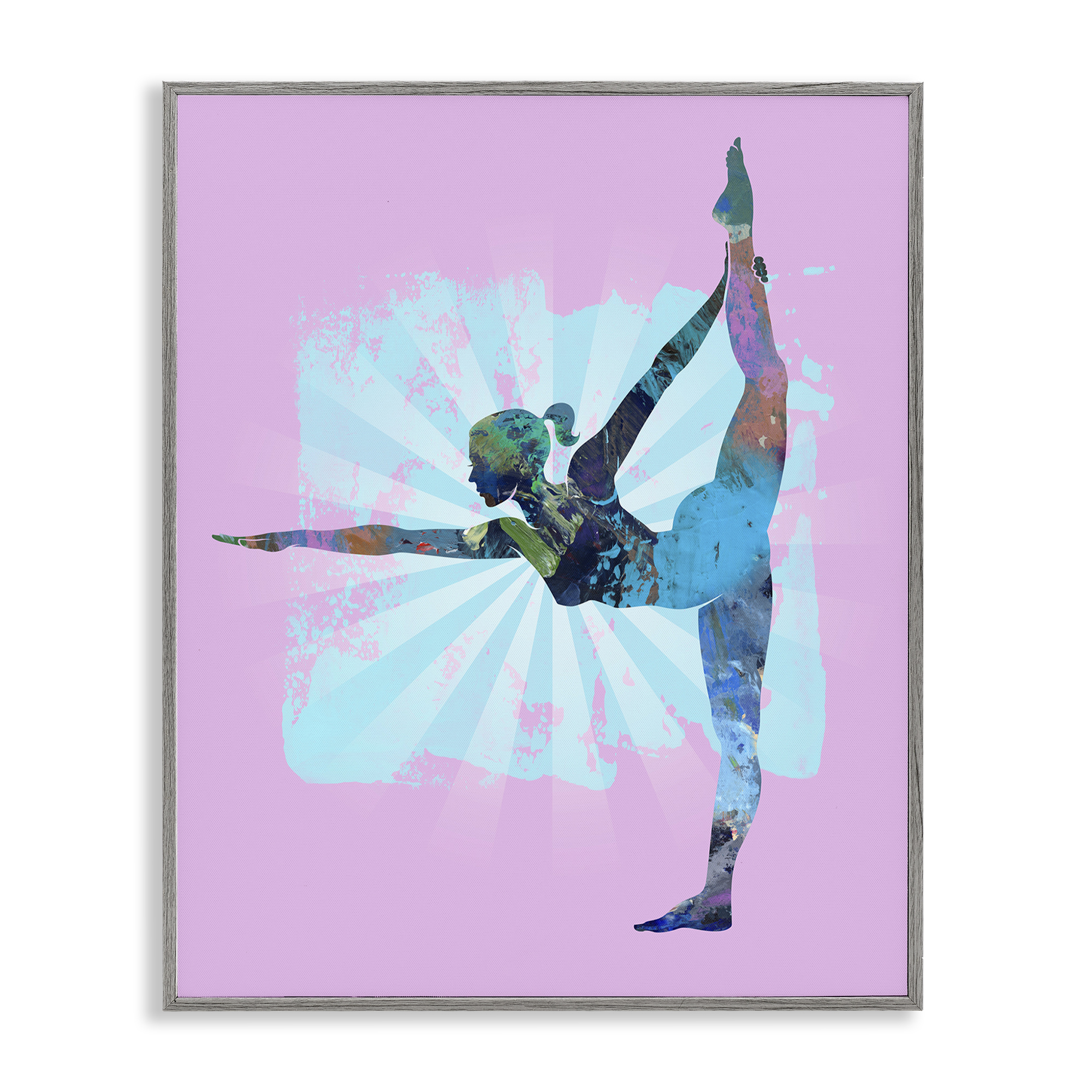 Stupell Industries Stretching Mindful Exercise Sports Painting Gray Framed Art Print Wall Art, 16 x 20