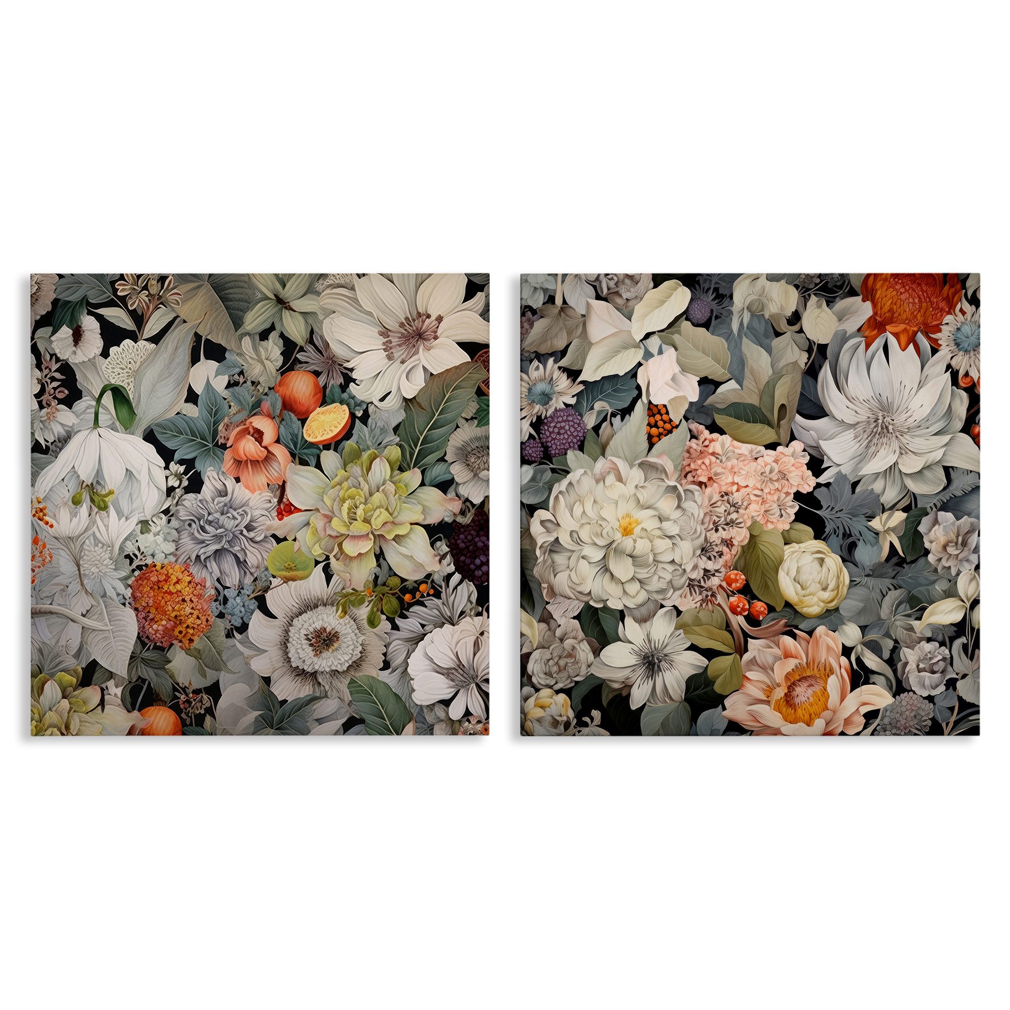 Stupell Industries Striking Botanical Floral Plants & Flowers Painting Wrapped Canvas Art Print Wall Art, 24 x 24, Set of 2