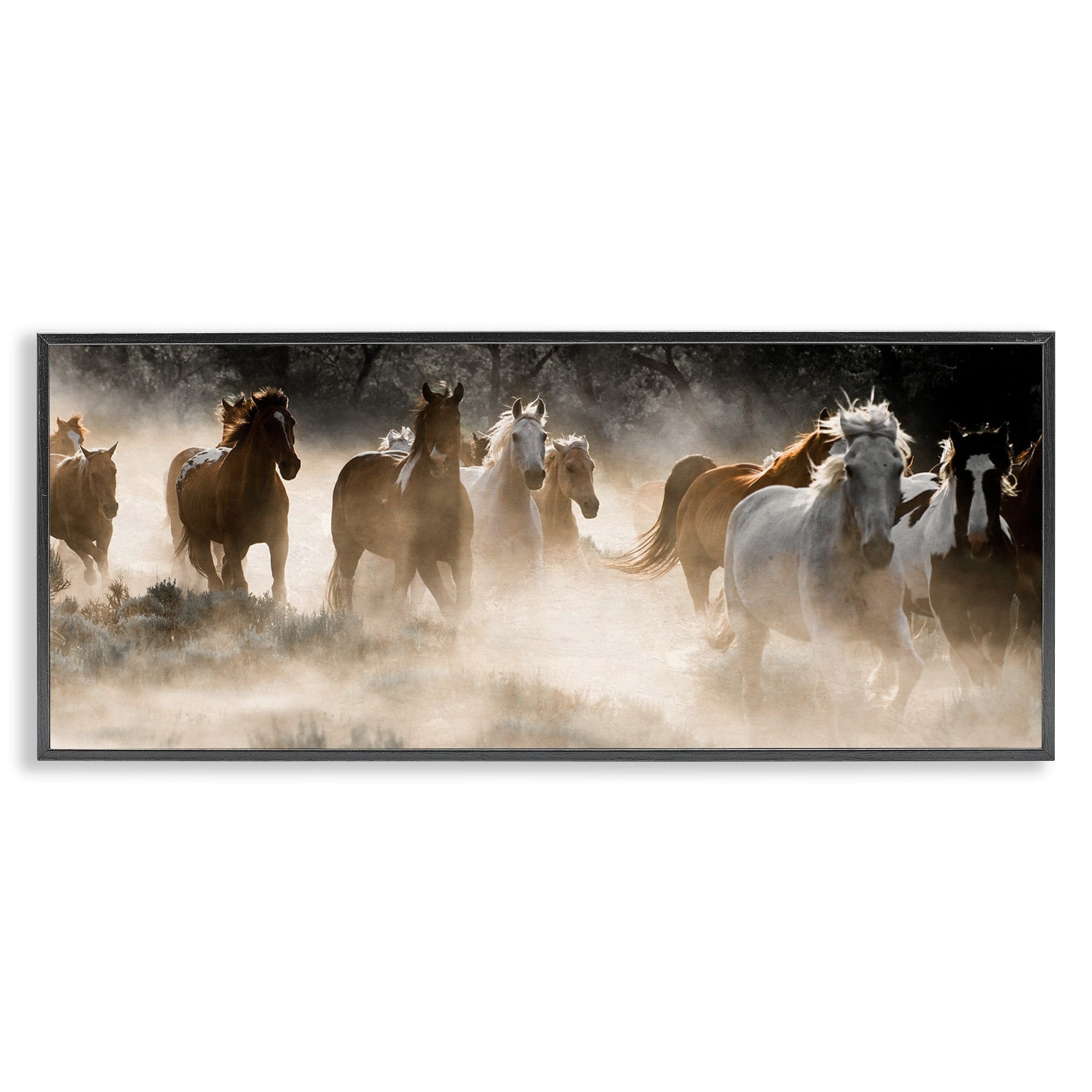 Stupell Industries Striking Horse Herd Galloping Rural Wildlife Photography Photograph Black Framed Art Print Wall Art, Design by Danita Delimont