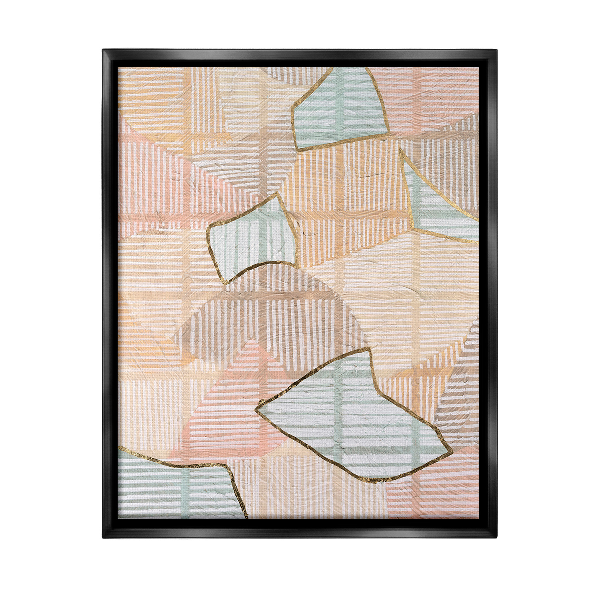 Stupell Industries Stripe Patterned Abstraction Abstract Painting Black Floater Framed Canvas Art Print Wall Art, 25 x 31