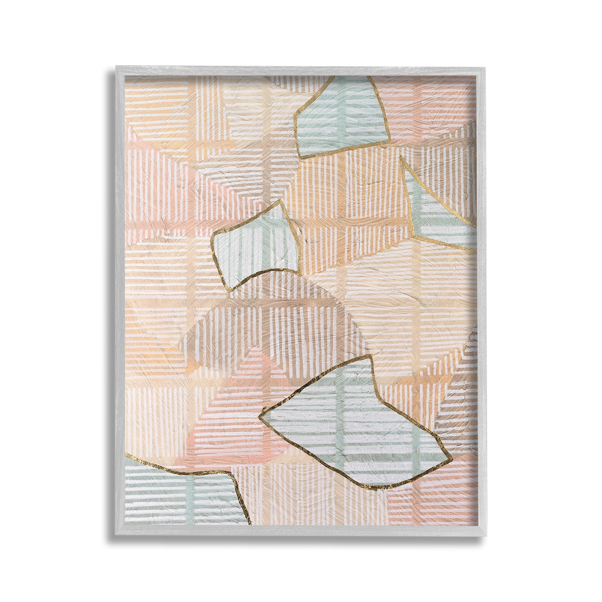Stupell Industries Stripe Patterned Abstraction Abstract Painting Gray Framed Art Print Wall Art, 16 x 20