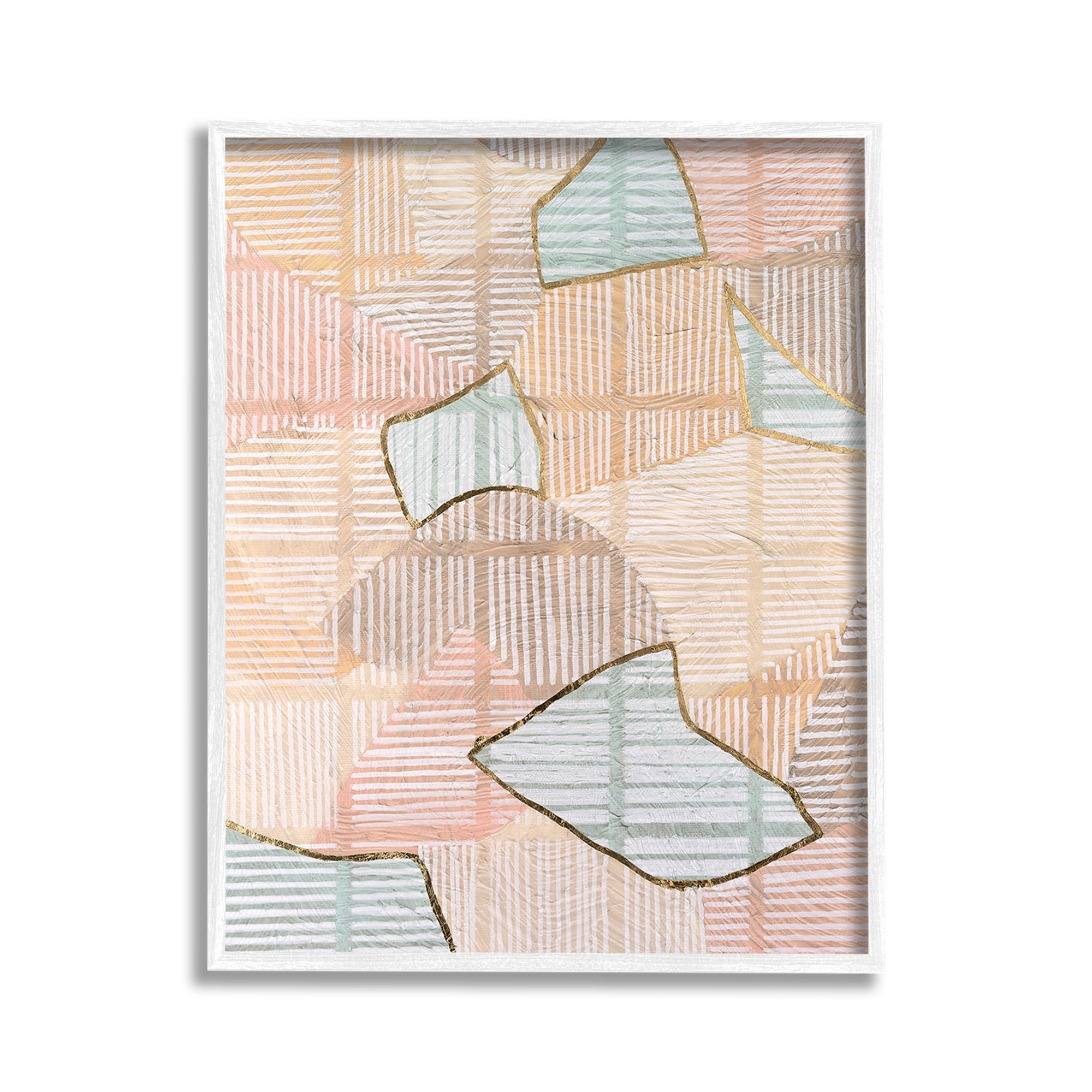 Stupell Industries Stripe Patterned Abstraction Abstract Painting White Framed Art Print Wall Art, 11 x 14