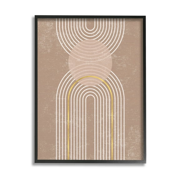 Stupell Industries Striped Arch Shapes Geometric Graphic Art Black Framed Art Print Wall Art, Design by Caroline Alfreds