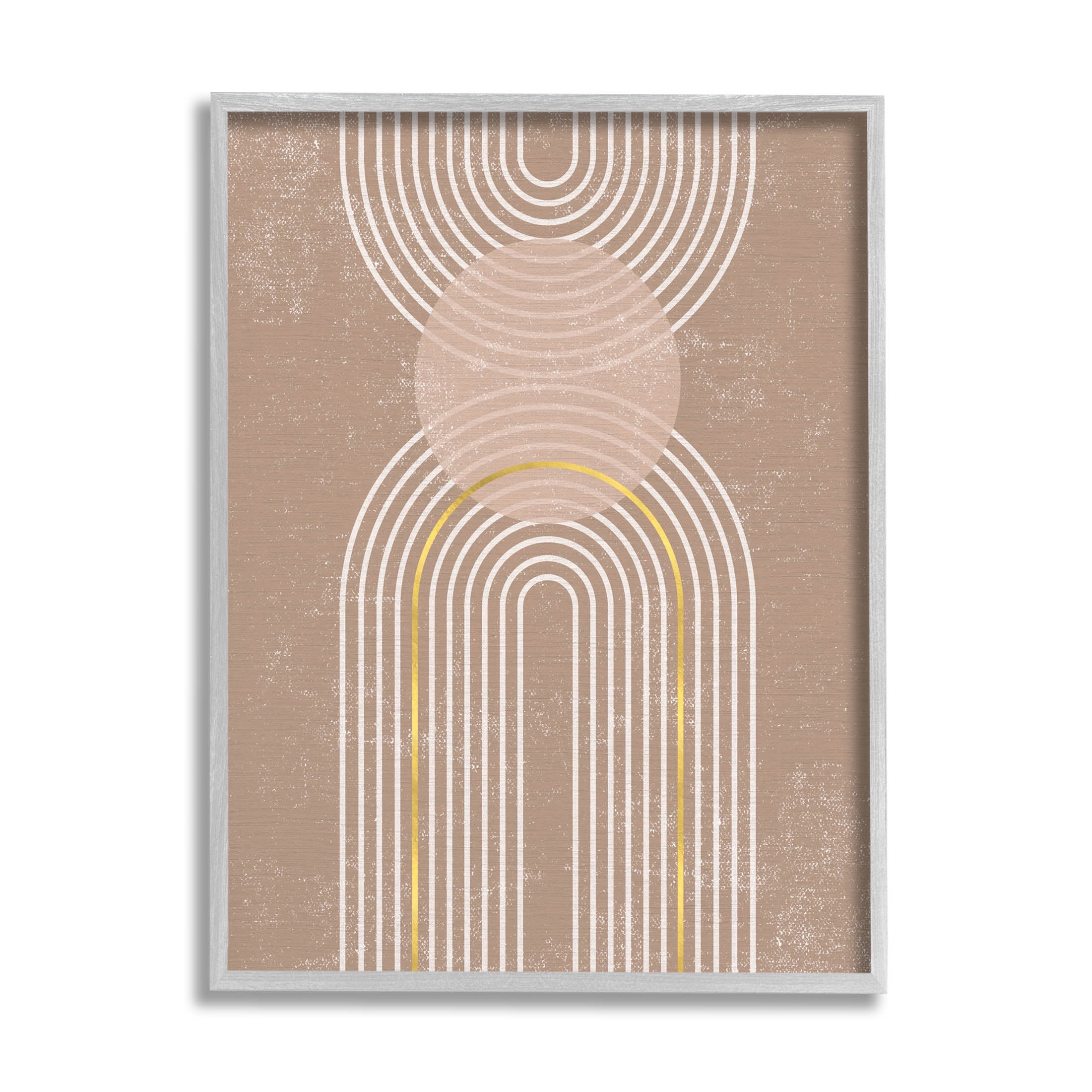 Stupell Industries Striped Arch Shapes Geometric Graphic Art Gray Framed Art Print Wall Art, Design by Caroline Alfreds