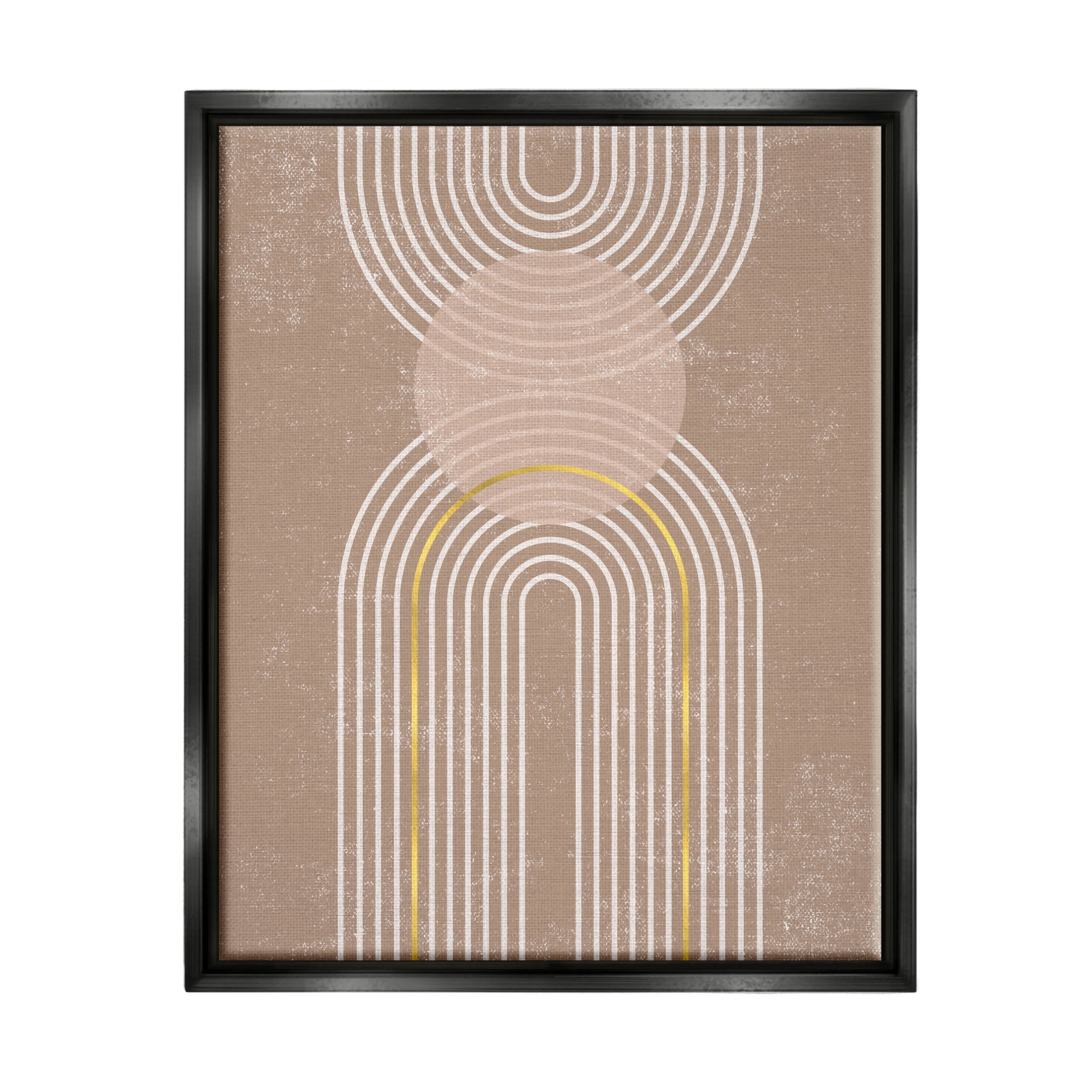Stupell Industries Striped Arch Shapes Geometric Graphic Art Jet Black Floating Framed Canvas Print Wall Art, Design by Caroline Alfreds