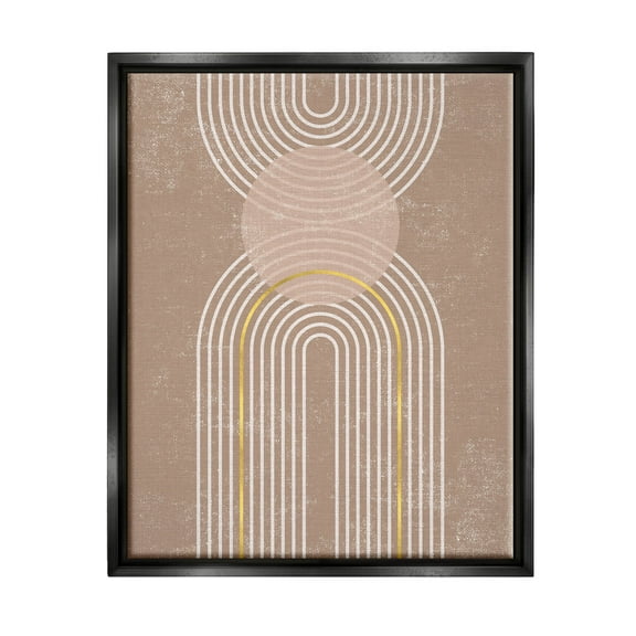 Stupell Industries Striped Arch Shapes Geometric Graphic Art Jet Black Floating Framed Canvas Print Wall Art, Design by Caroline Alfreds