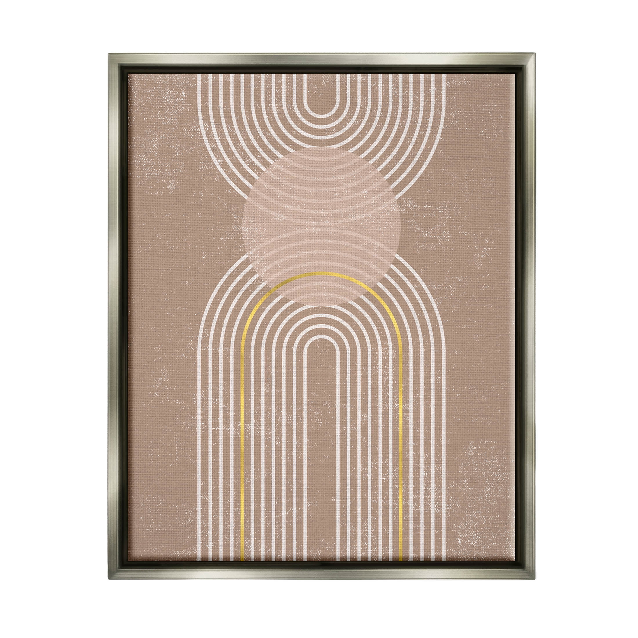 Stupell Industries Striped Arch Shapes Geometric Graphic Art Luster Gray Floating Framed Canvas Print Wall Art, Design by Caroline Alfreds