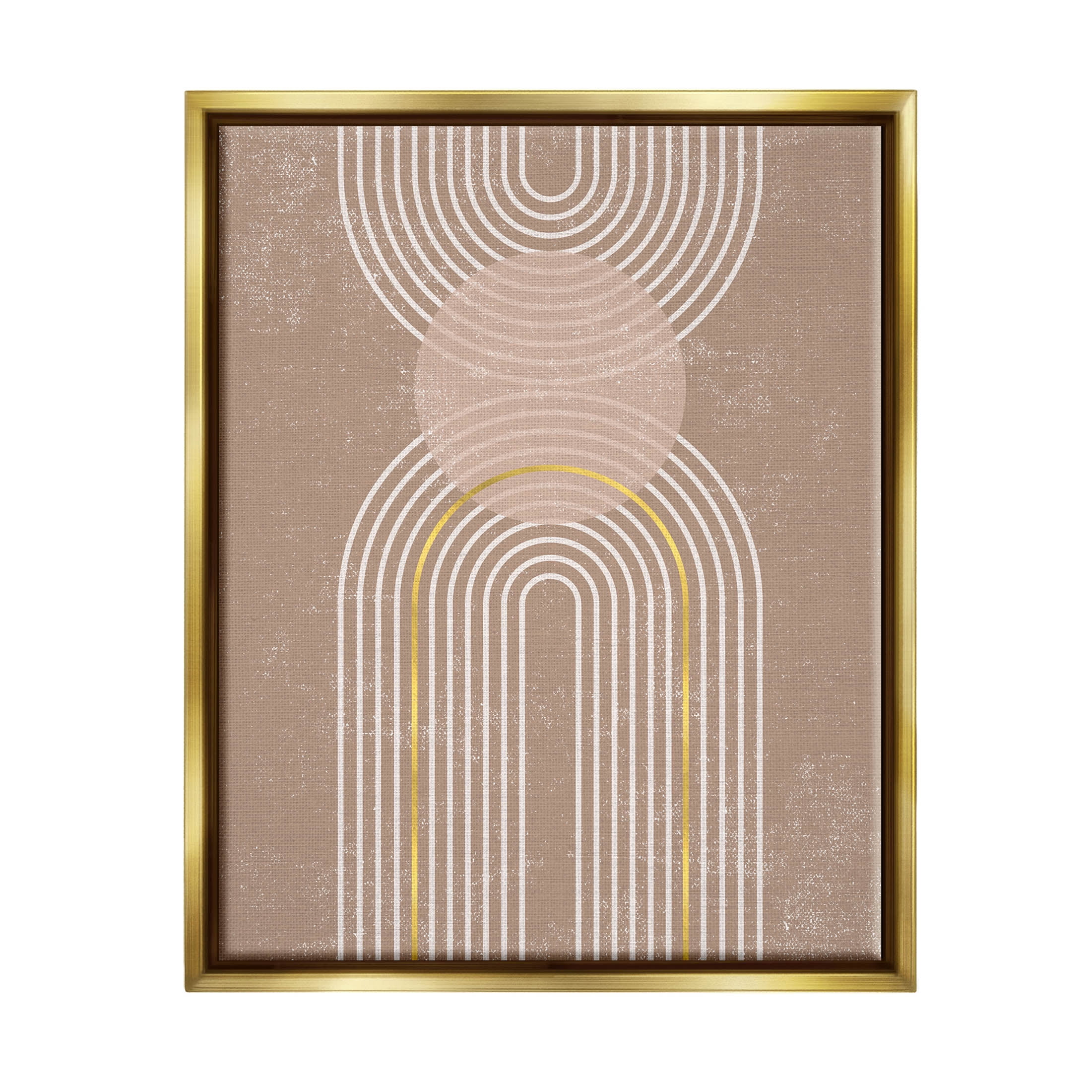 Stupell Industries Striped Arch Shapes Geometric Graphic Art Metallic Gold Floating Framed Canvas Print Wall Art, Design by Caroline Alfreds