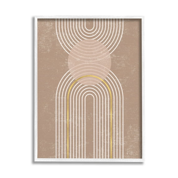 Stupell Industries Striped Arch Shapes Geometric Graphic Art White Framed Art Print Wall Art, Design by Caroline Alfreds