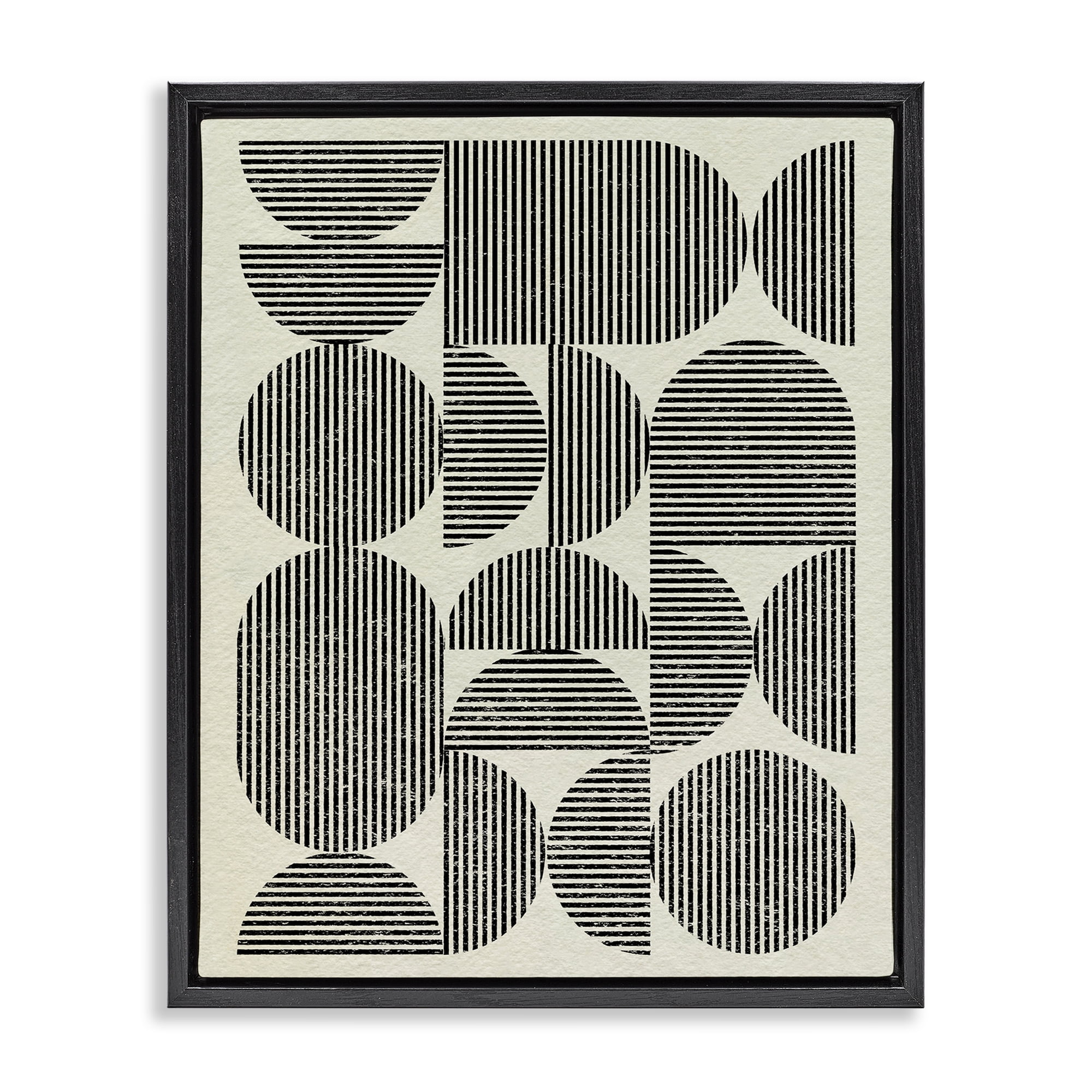 Stupell Industries Striped Arches Pattern Abstract Painting Black Floater Framed Canvas Art Print Wall Art, 25 x 31