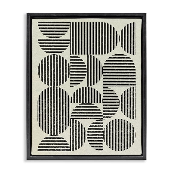 Stupell Industries Striped Arches Pattern Abstract Painting Black Floater Framed Canvas Art Print Wall Art, 25 x 31