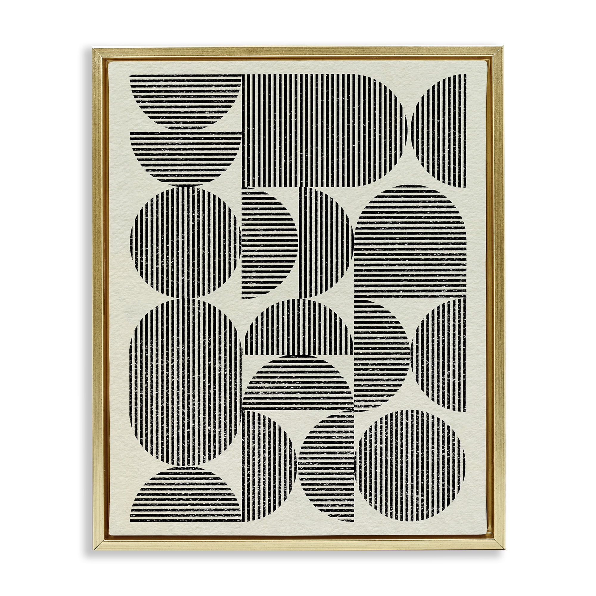Stupell Industries Striped Arches Pattern Abstract Painting Gold Floater Framed Canvas Art Print Wall Art, 25 x 31