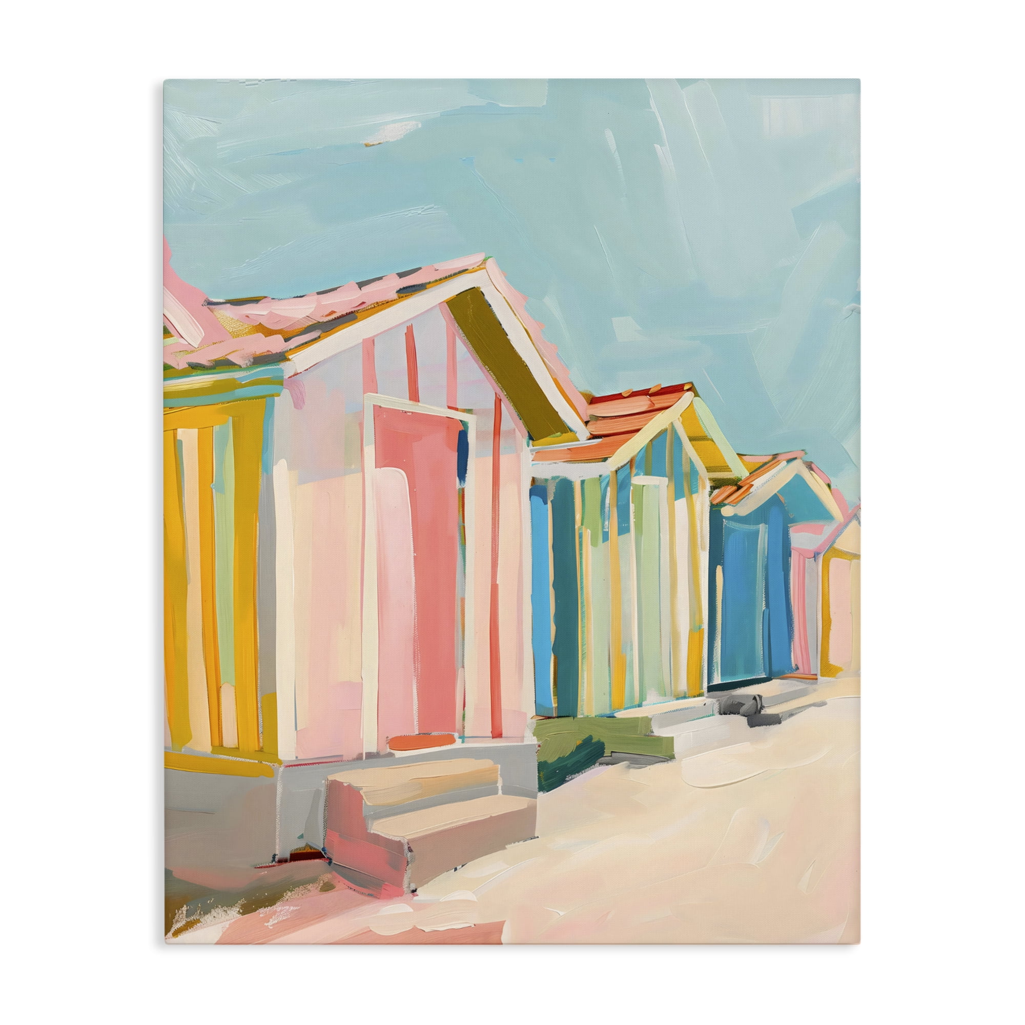 Stupell Industries Striped Beach Bungalows Canvas Wall Art, design by The Prints Vibe
