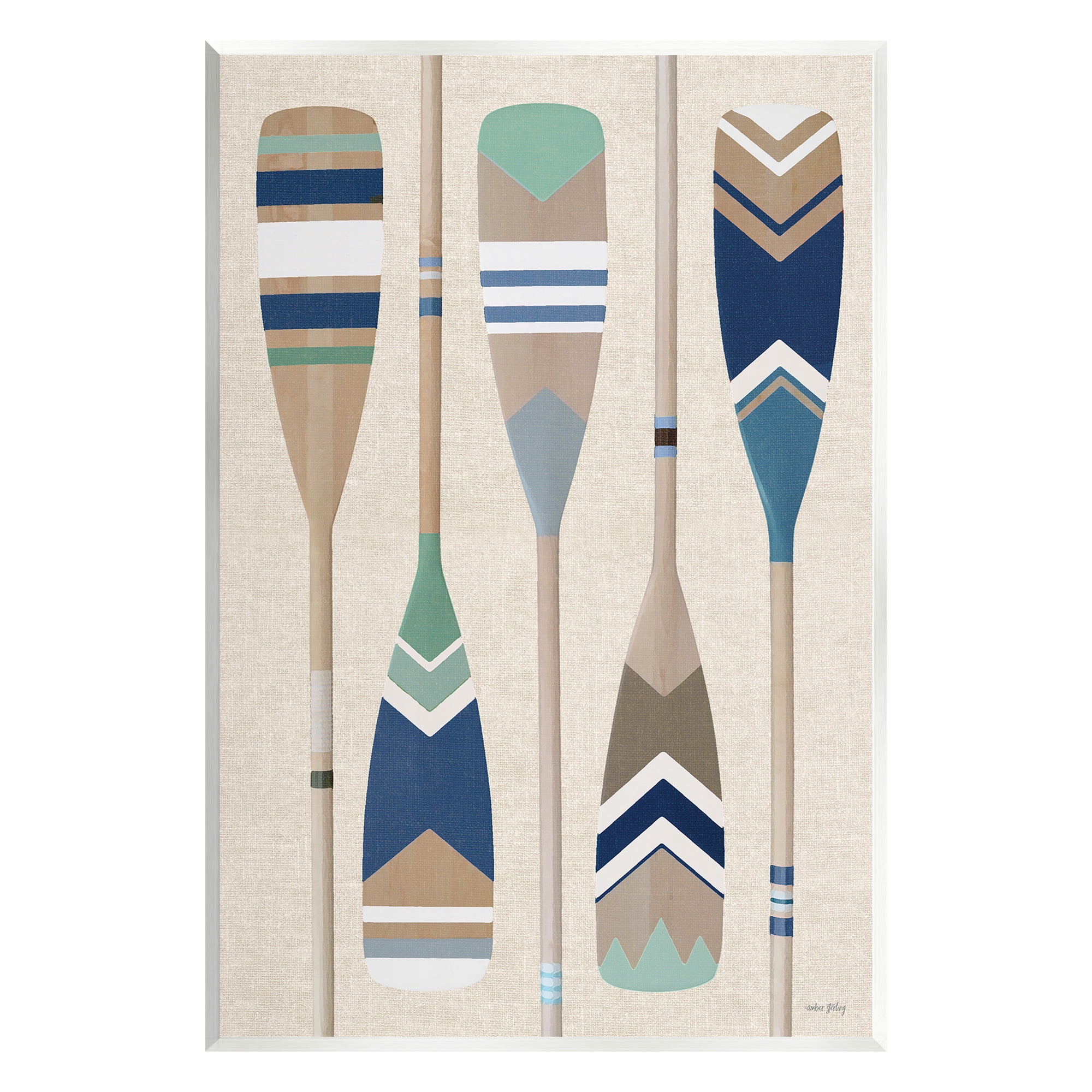 Stupell Industries Striped Boating Oars Nature Painting Unframed Art Print Wall Art, 10 x 15