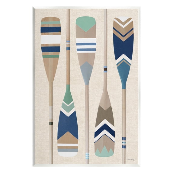 Stupell Industries Striped Boating Oars Nature Painting Unframed Art Print Wall Art, 13 x 19