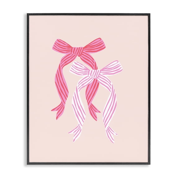 Stupell Industries Art Deco Striped Bows on Pink Black Framed Giclee Art, 11 x 14, by Krissy Mast