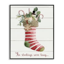 Stupell Industries Striped Christmas Stocking Holiday Painting Black Framed Art Prints Wall Art, 11 x 14