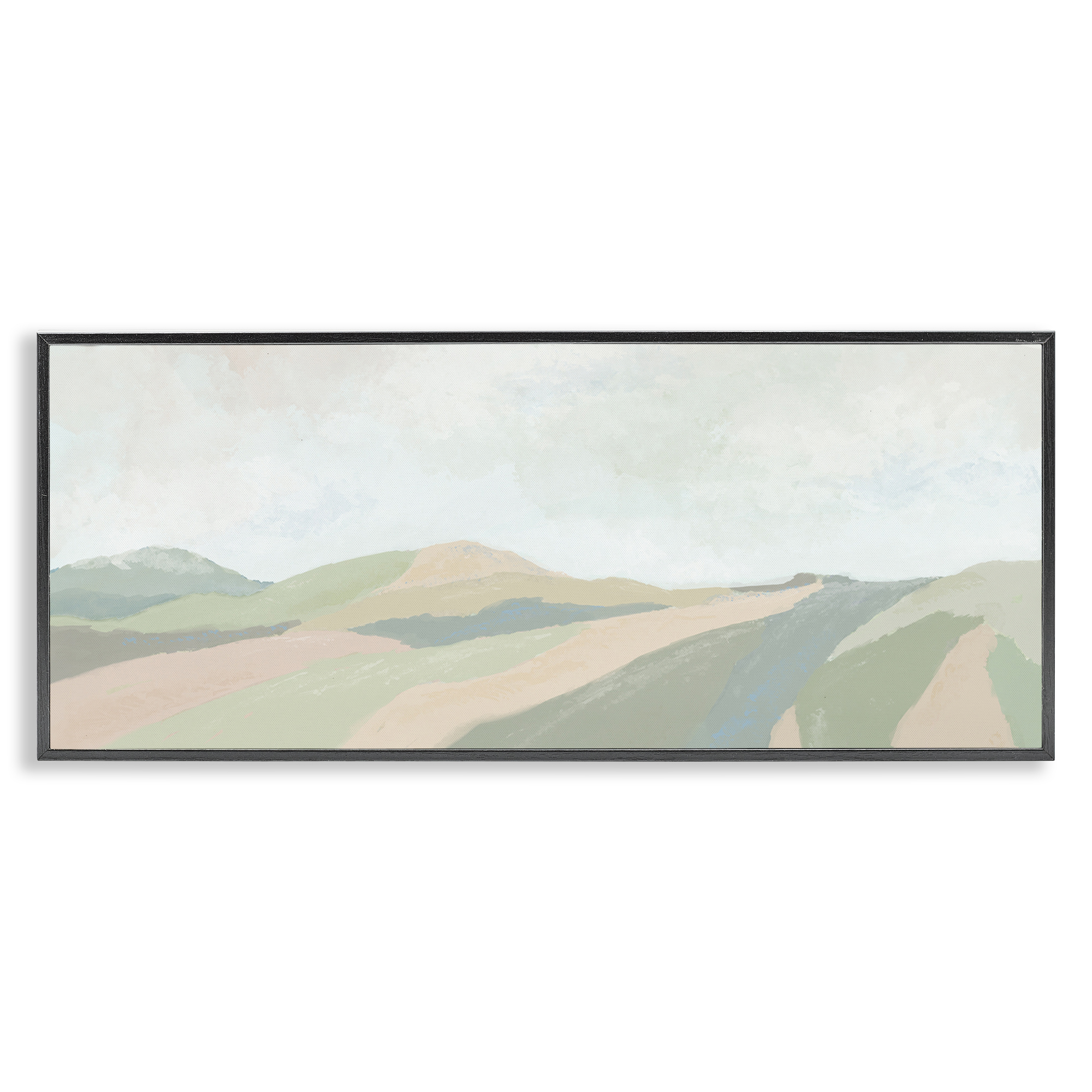 Stupell Industries Striped Green Hills Landscape & Nature Painting Black Framed Art Print Wall Art, 24 x 10