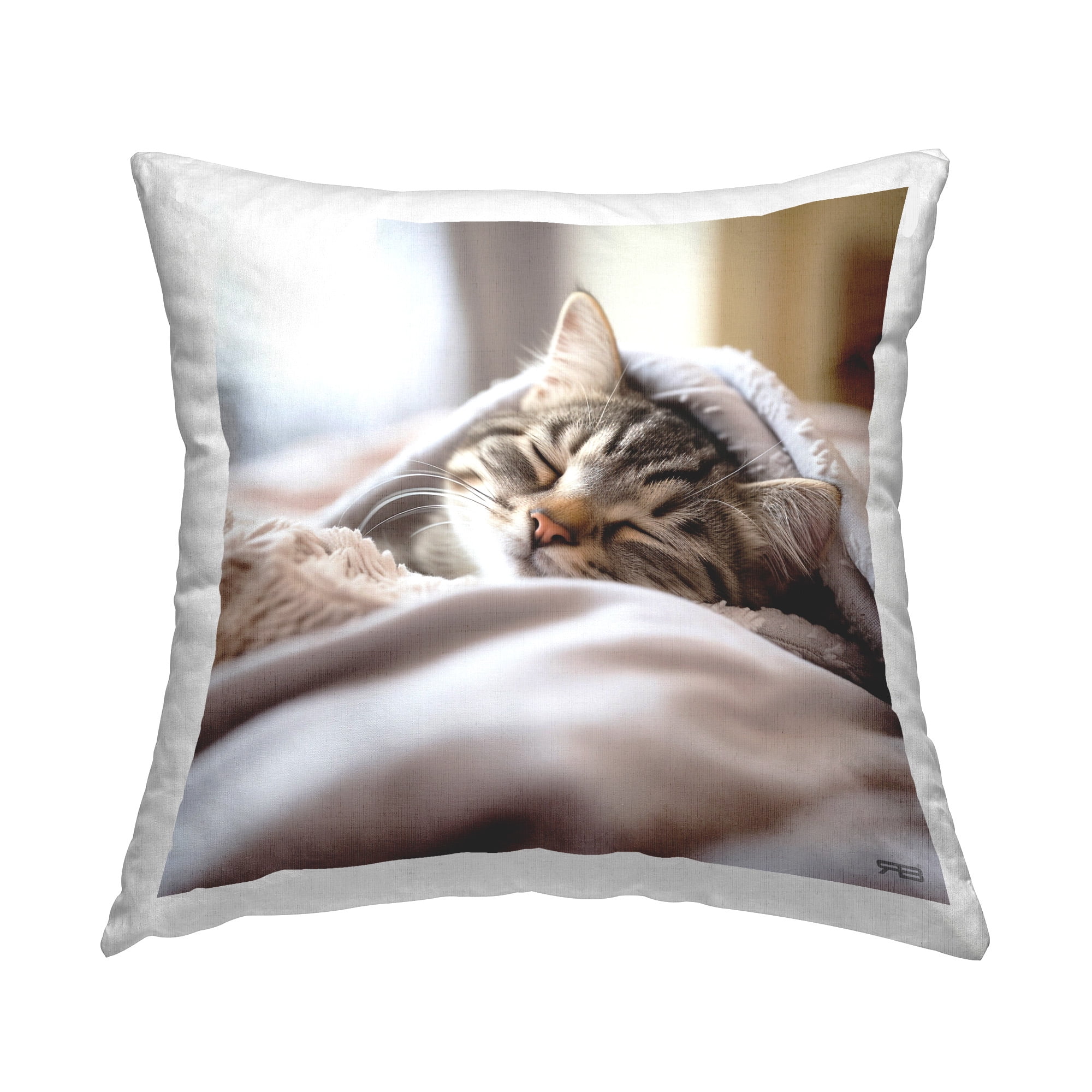 Stupell Industries Striped Kitten Cuddling Decorative Printed Throw Pillow Design by RB