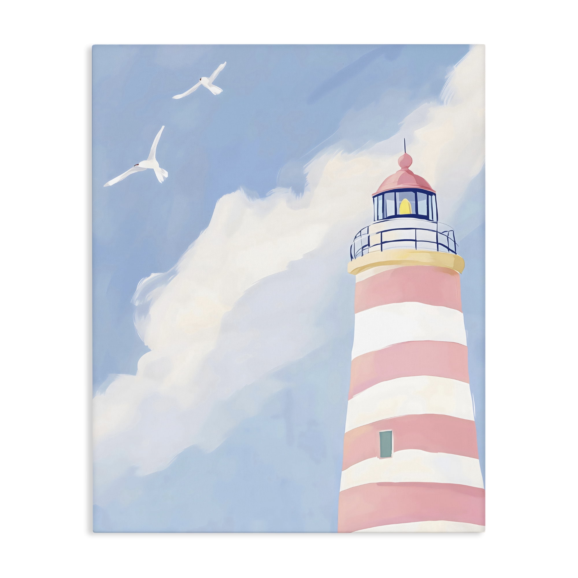 Stupell Industries Striped Lighthouse with Seagulls Canvas Wall Art, design by The Prints Vibe