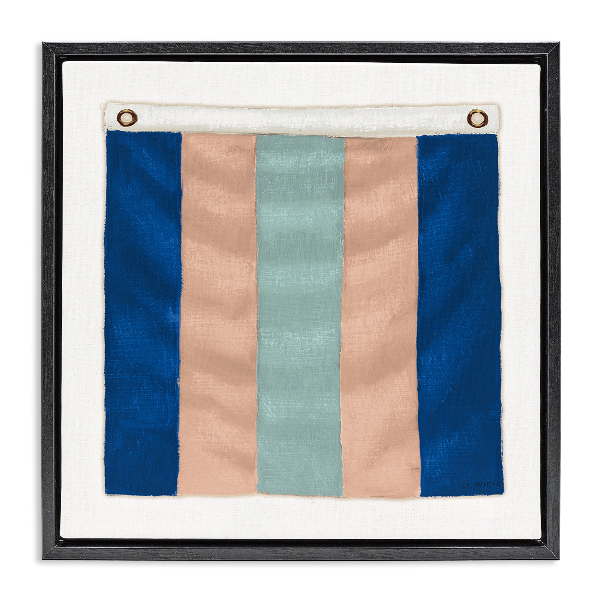 Stupell Industries Striped Nautical Flag Nautical & Beach Painting Black Floater Framed Canvas Art Print Wall Art, 18 x 18