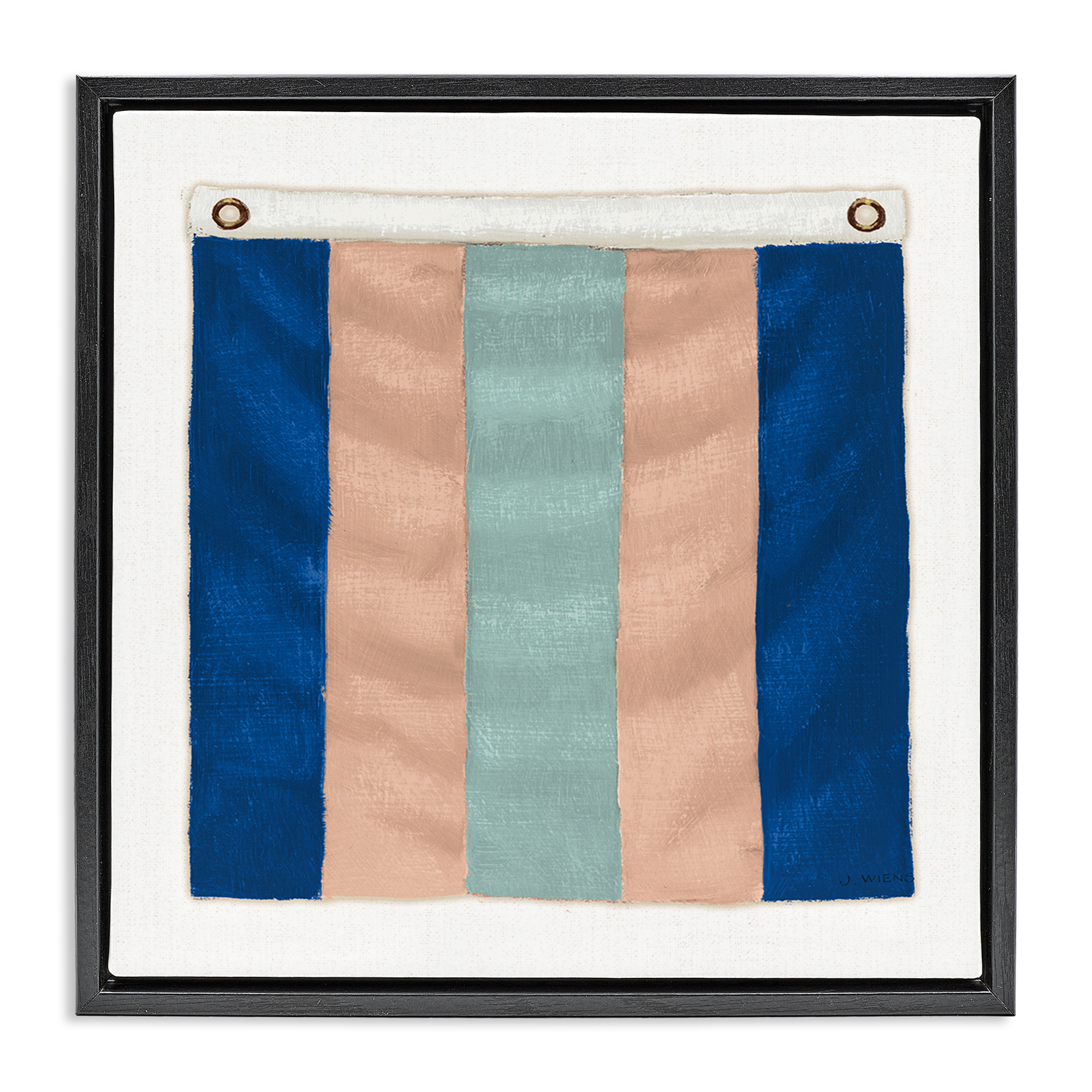 Stupell Industries Striped Nautical Flag Nautical & Beach Painting Black Floater Framed Canvas Art Print Wall Art, 25 x 25