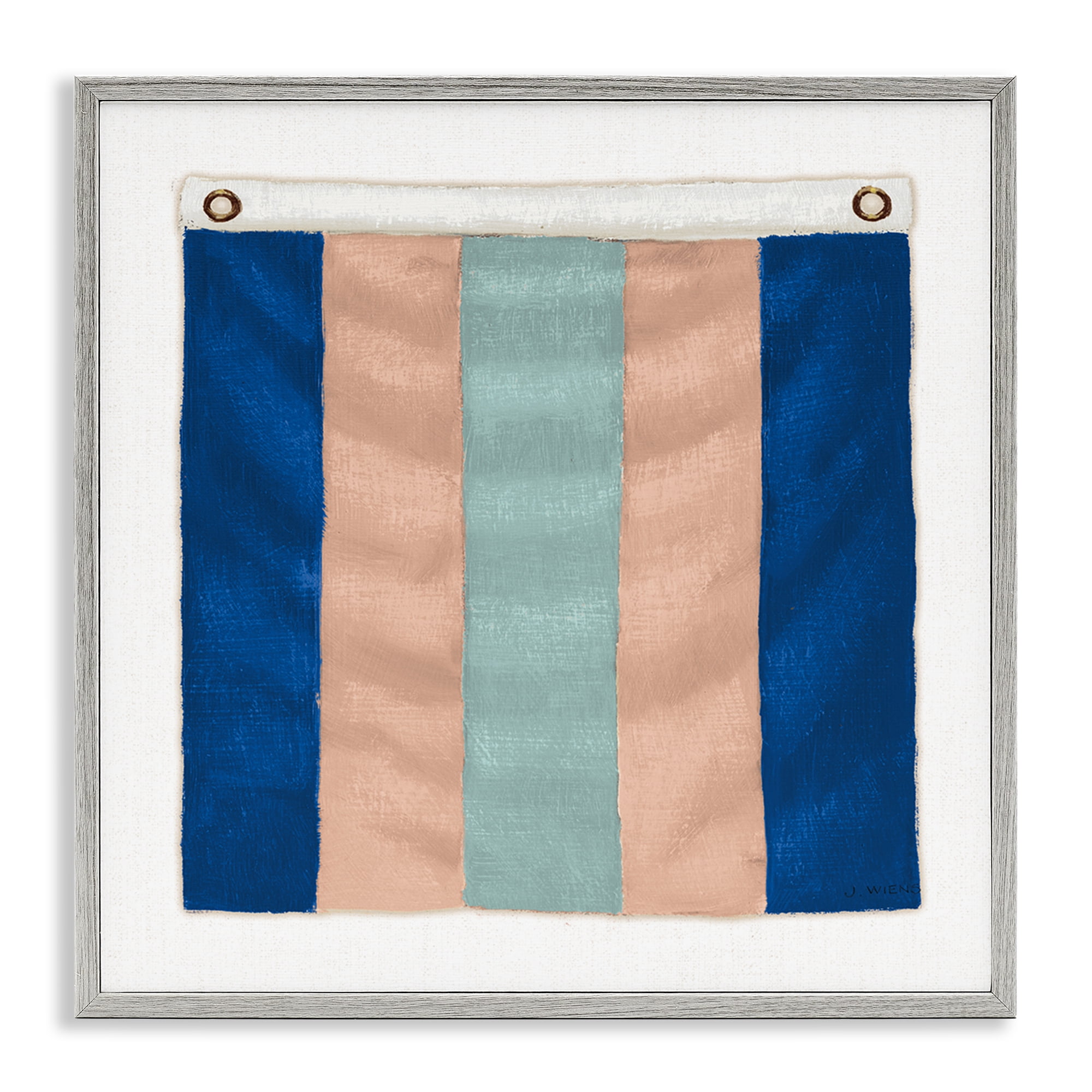 Stupell Industries Striped Nautical Flag Nautical & Beach Painting Gray Framed Art Print Wall Art, 17 x 17