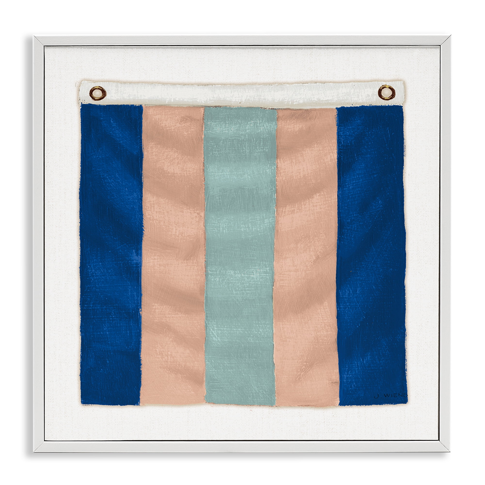 Stupell Industries Striped Nautical Flag Nautical & Beach Painting White Framed Art Print Wall Art, 24 x 24