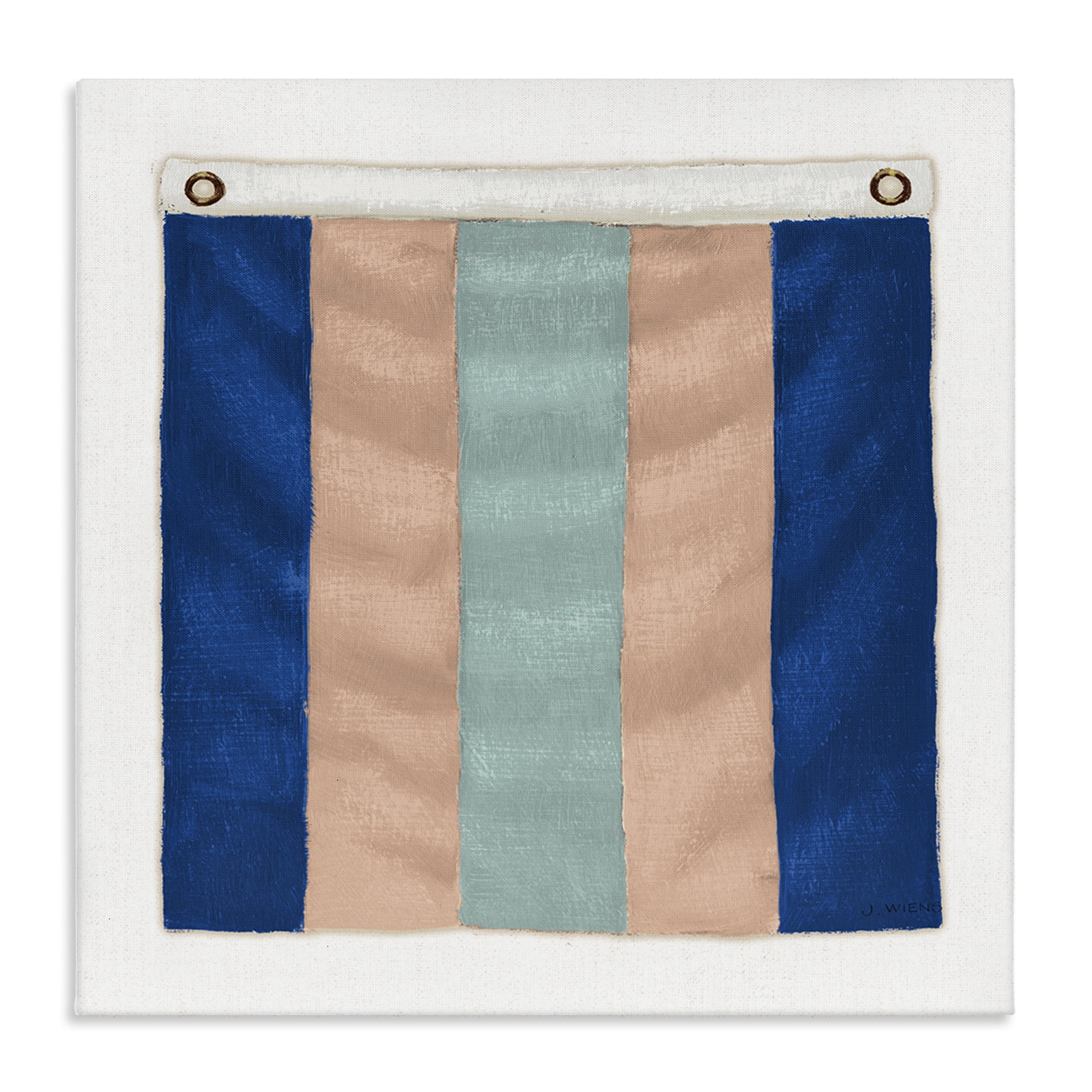 Stupell Industries Striped Nautical Flag Nautical & Beach Painting Wrapped Canvas Art Print Wall Art, 30 x 30
