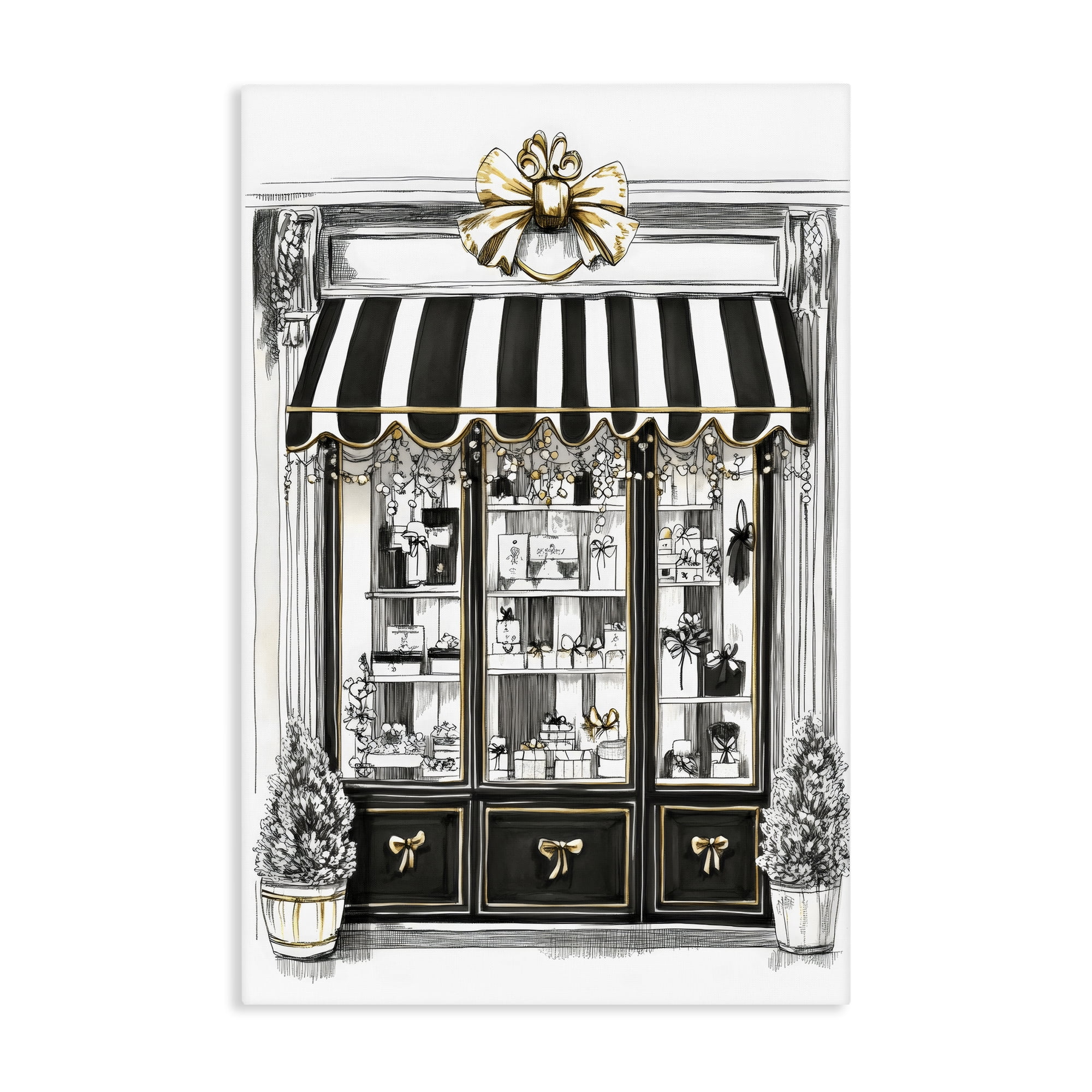 Stupell Industries Striped Paris Shop Facade Canvas Wall Art, design by Petal Prints Design