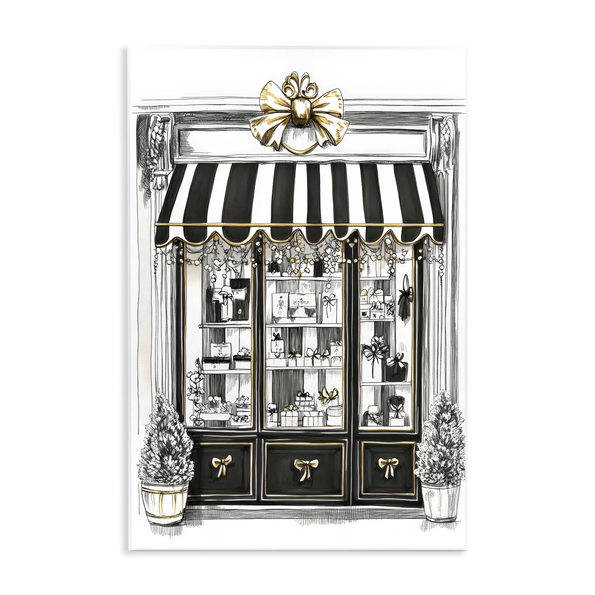 Stupell Industries Striped Paris Shop Facade Wall Plaque Art, design by Petal Prints Design