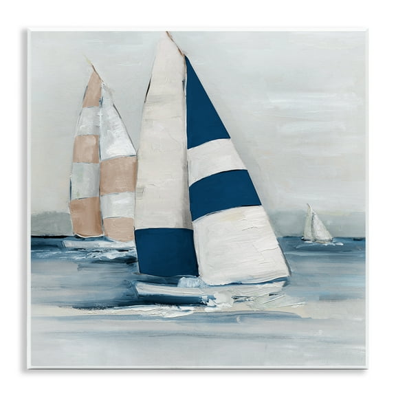 Stupell Industries Striped Sailboat Voyage Transportation Painting Unframed Art Print Wall Art, 12 x 12
