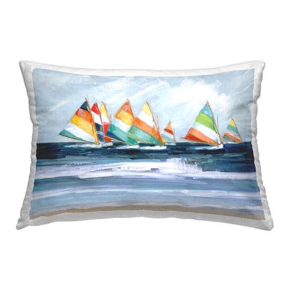 Stupell Industries Striped Sailboats Beach Decorative Printed Throw Pillow, 14 x 20