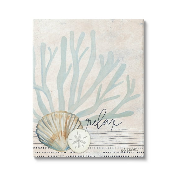 Stupell Industries Striped Sea Life Aquatic Seashells Graphic Art Gallery Wrapped Canvas Print Wall Art, Design by Katie Doucette