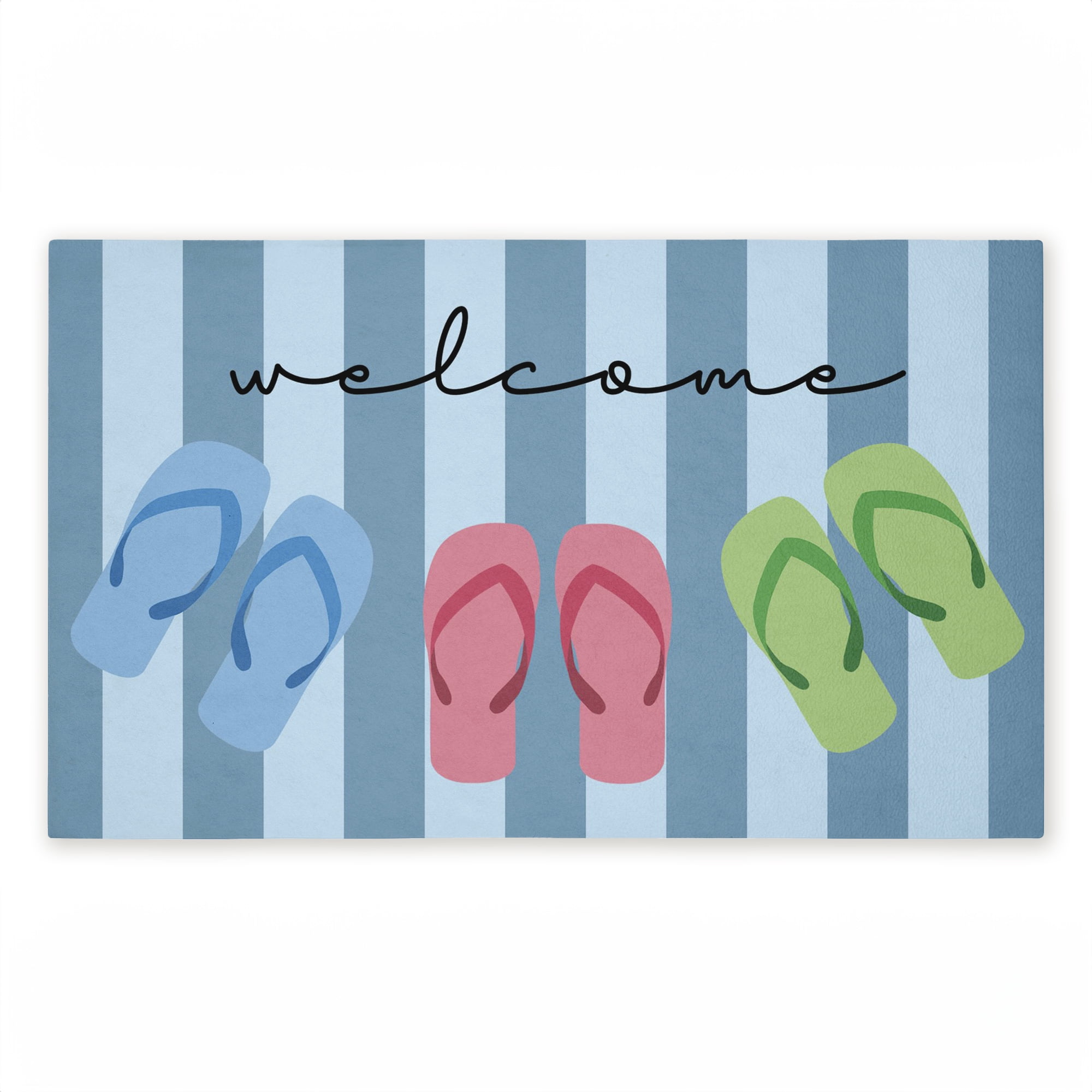 Stupell Industries Striped Summer Welcome Printed Outdoor Door Floor Mat, design by Lil' Rue