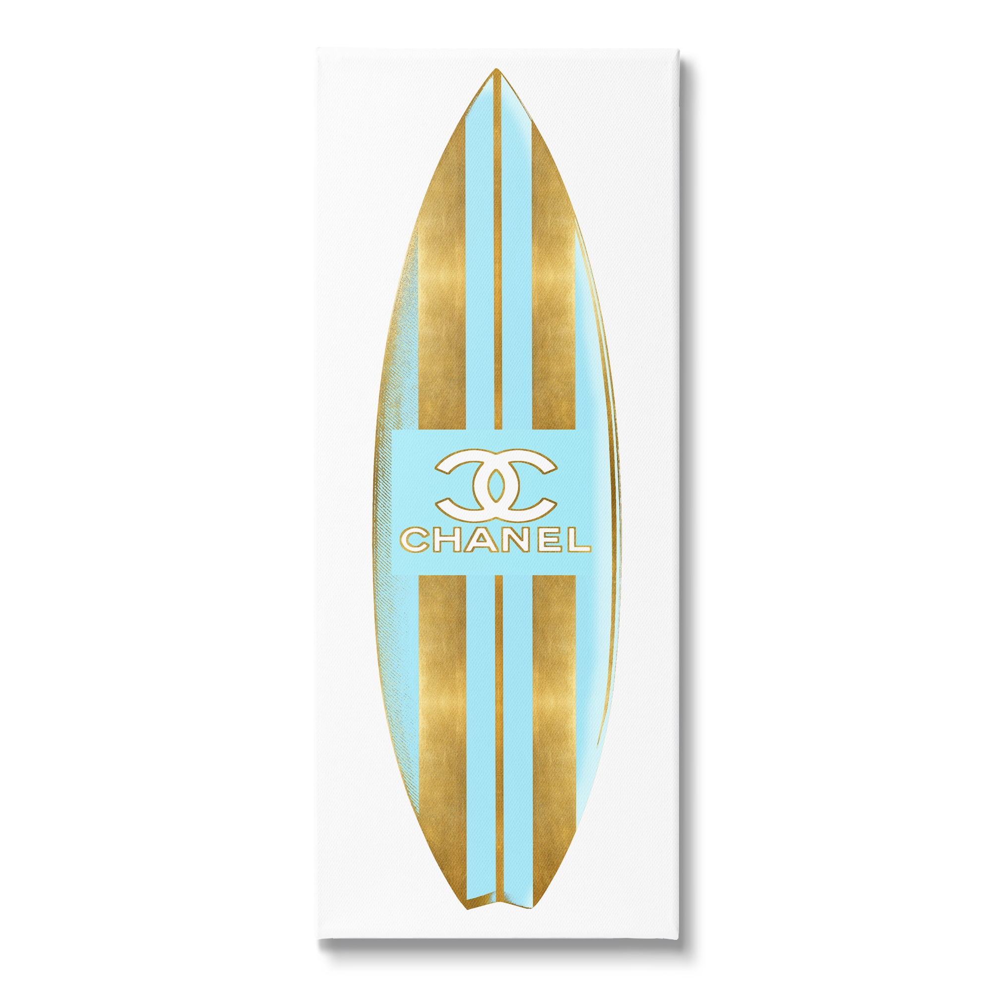 Stupell Industries Striped Turquoise Surfboard Glam Designer Fashion Motif  Canvas Wall Art, 10 x 24, Design by Madeline Blake 