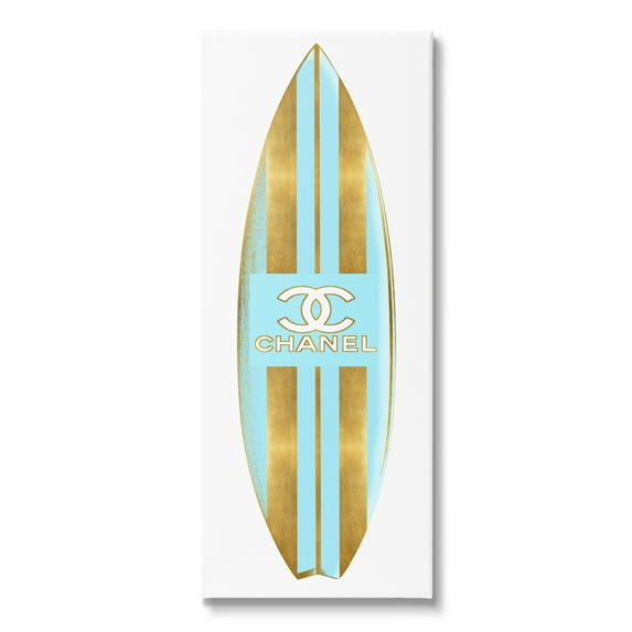 Stupell Industries Striped Turquoise Surfboard Glam Designer Fashion Motif Canvas Wall Art, 20 x 48, Design by Madeline Blake