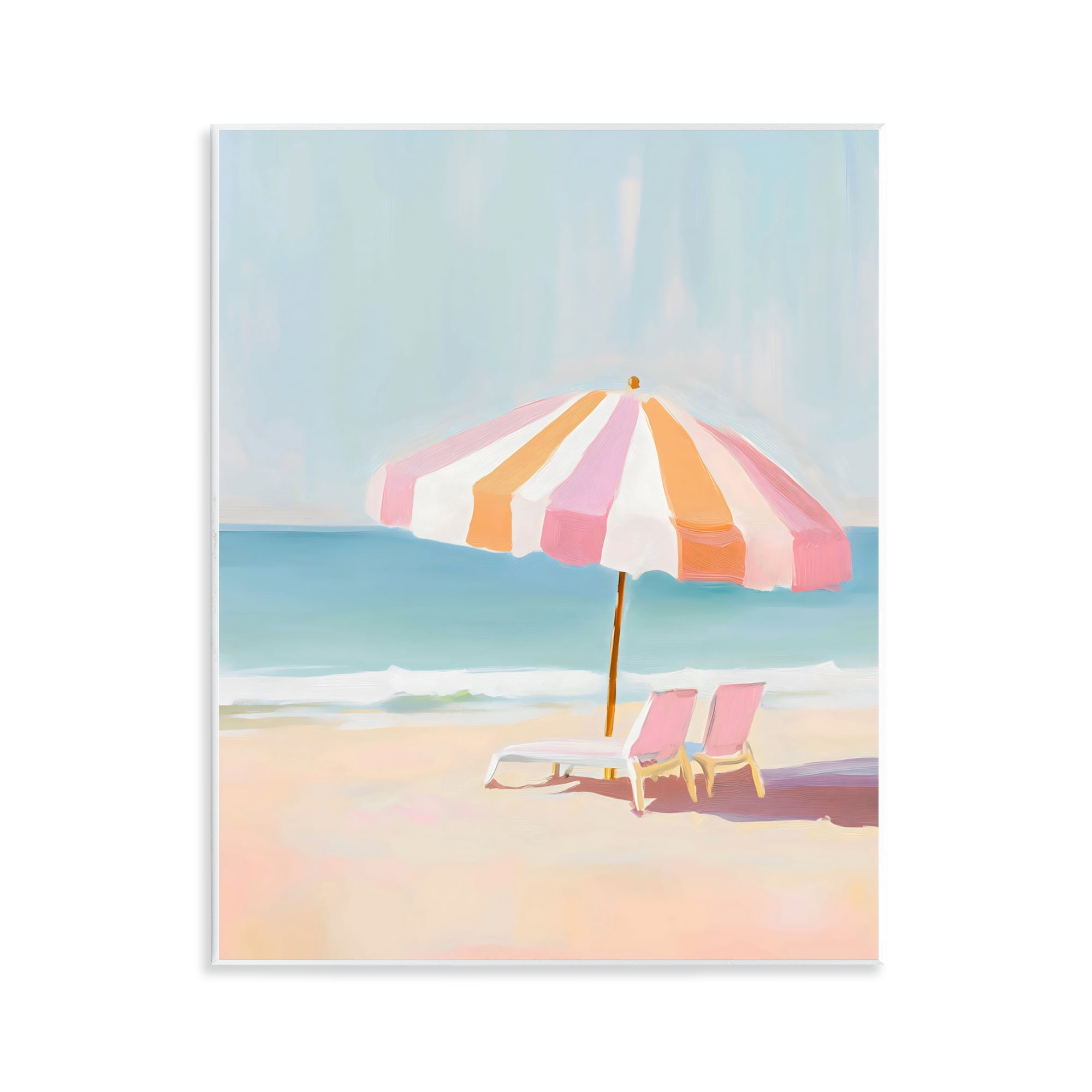 Stupell Industries Striped Umbrella & Chairs Wall Plaque Art, design by The Prints Vibe