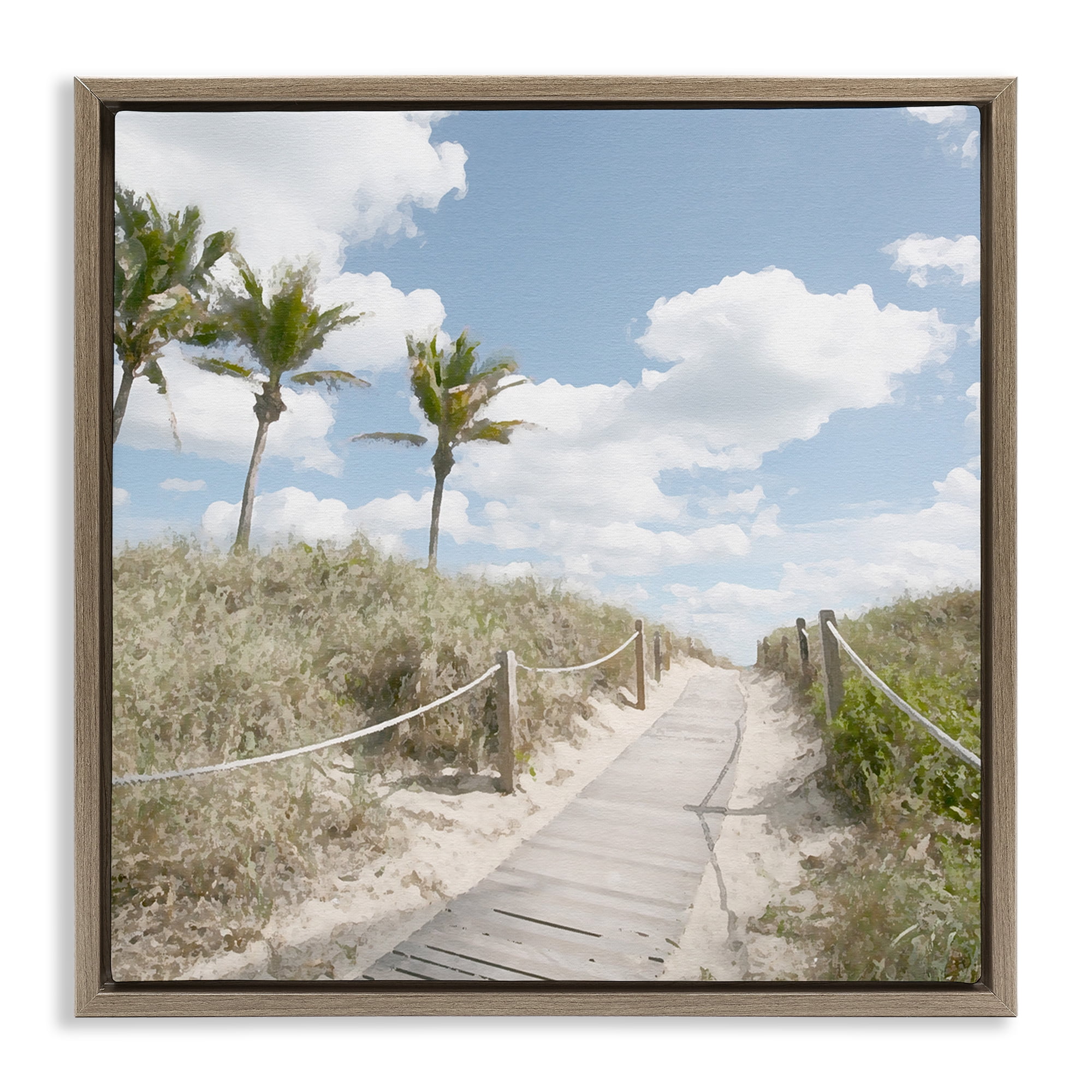 Stupell Industries Stroll In Dunes Landscape Landscape Painting Brown Floater Framed Canvas Art Print Wall Art, 18 x 18