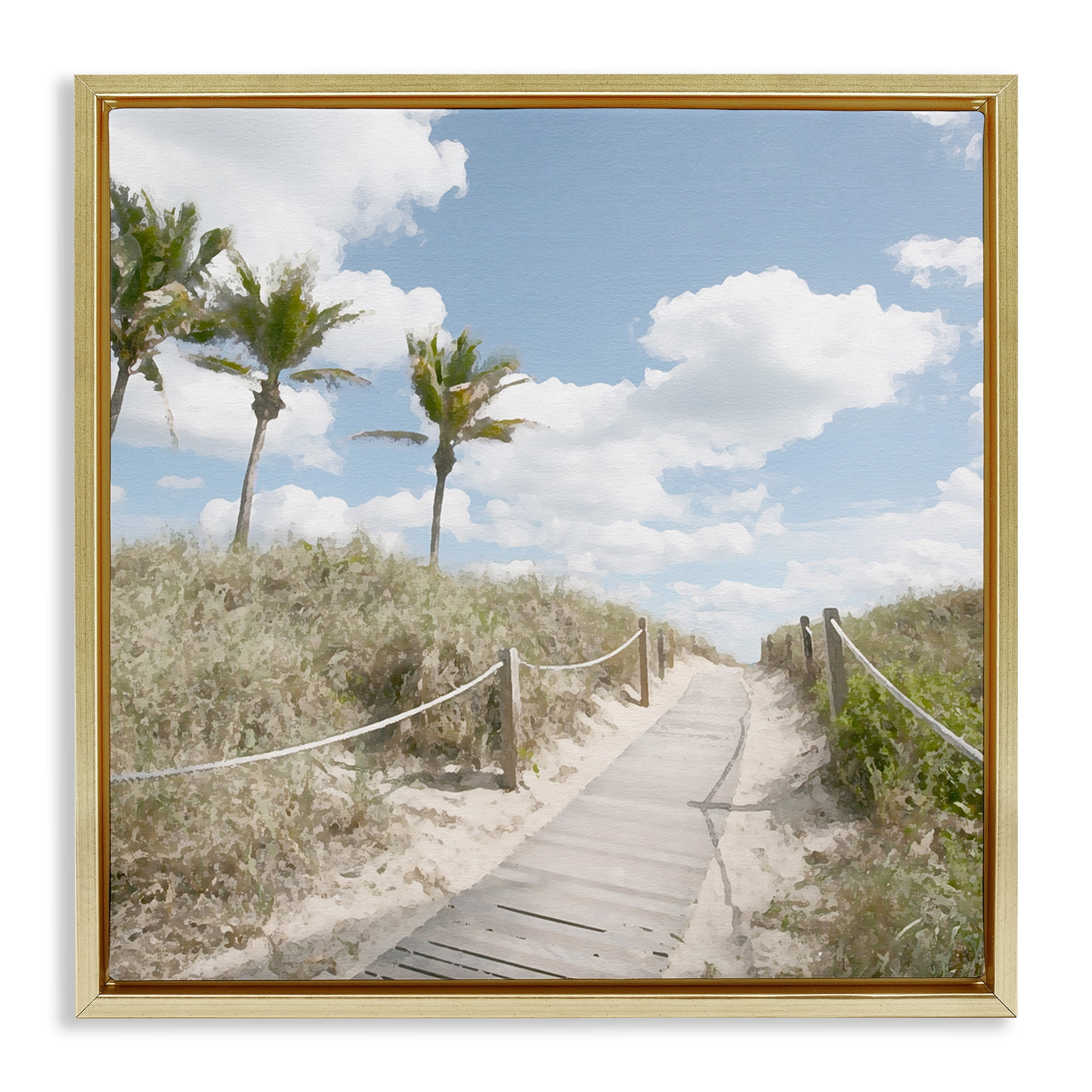 Stupell Industries Stroll In Dunes Landscape Landscape Painting Gold Floater Framed Canvas Art Print Wall Art, 18 x 18