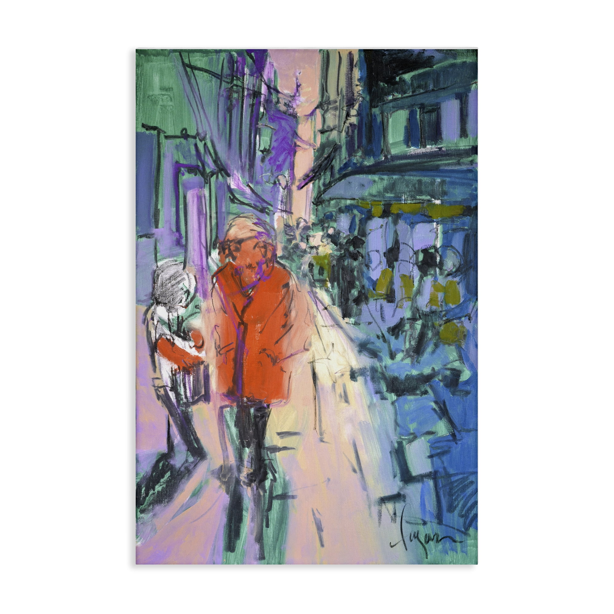 Stupell Industries Strolling City Streets People Painting Wrapped Canvas Art Print Wall Art, 20 x 30